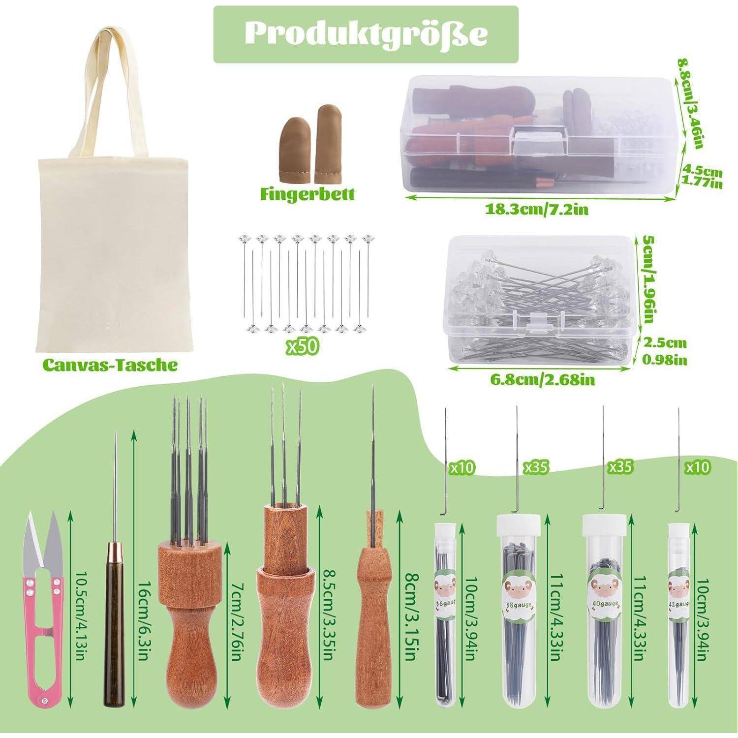 Filznadelset 90 8x10 Zoll Filzpad Holzgriffhalter Tasche Größe-1