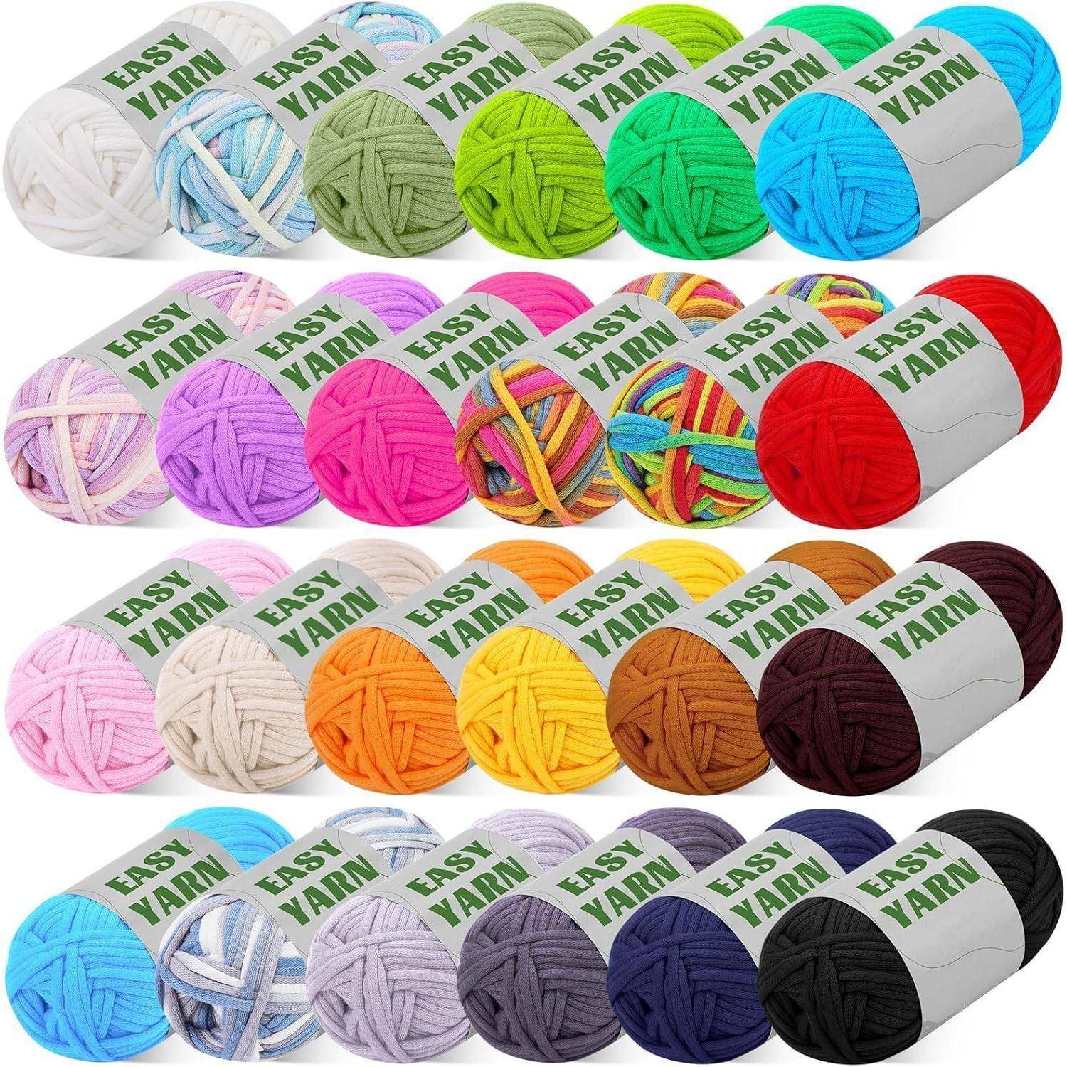 Häkelwolle Baumwolle Chenille 24x50g Häkelnadel 4mm 24 Farben