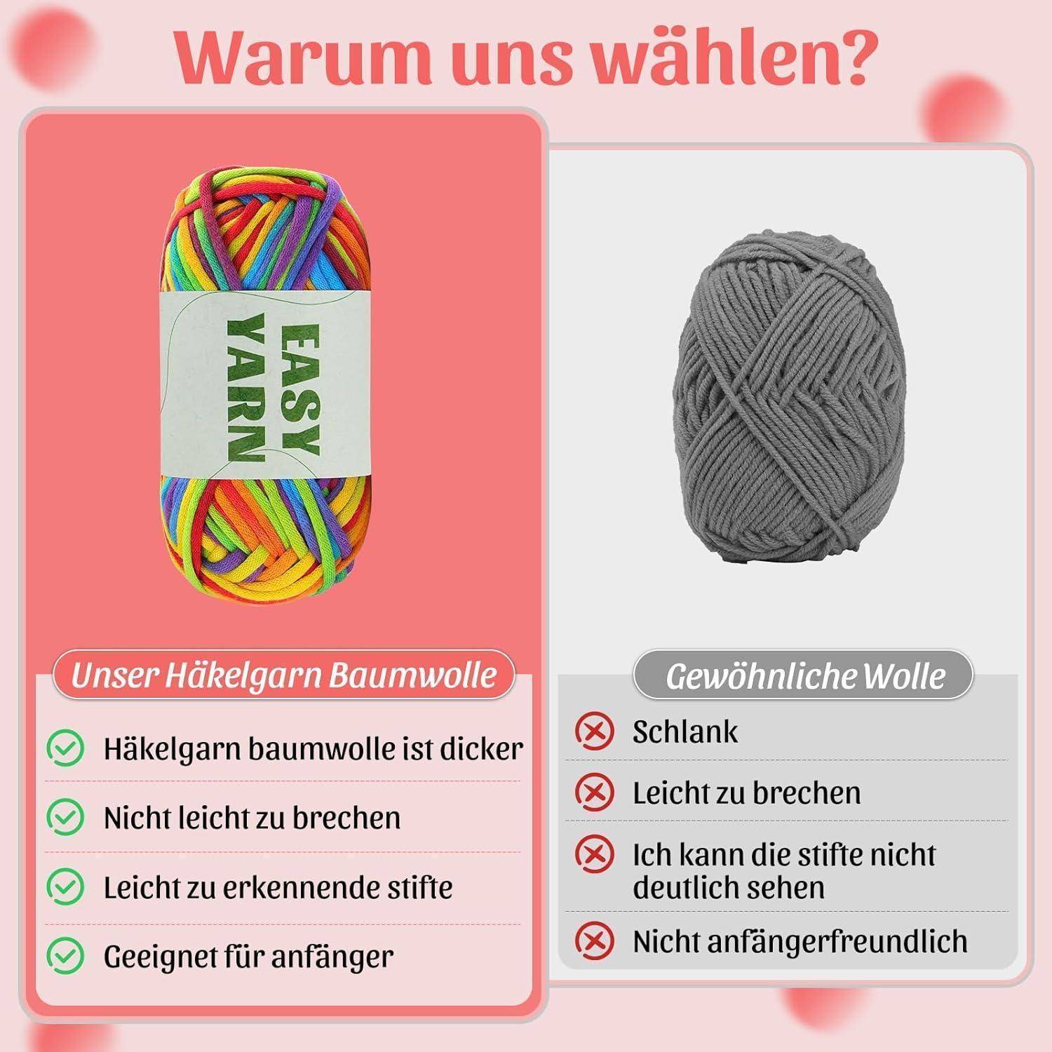 8 Stück Easy Yarn 8x50g Dickes Baumwolle Garn zum Häkeln