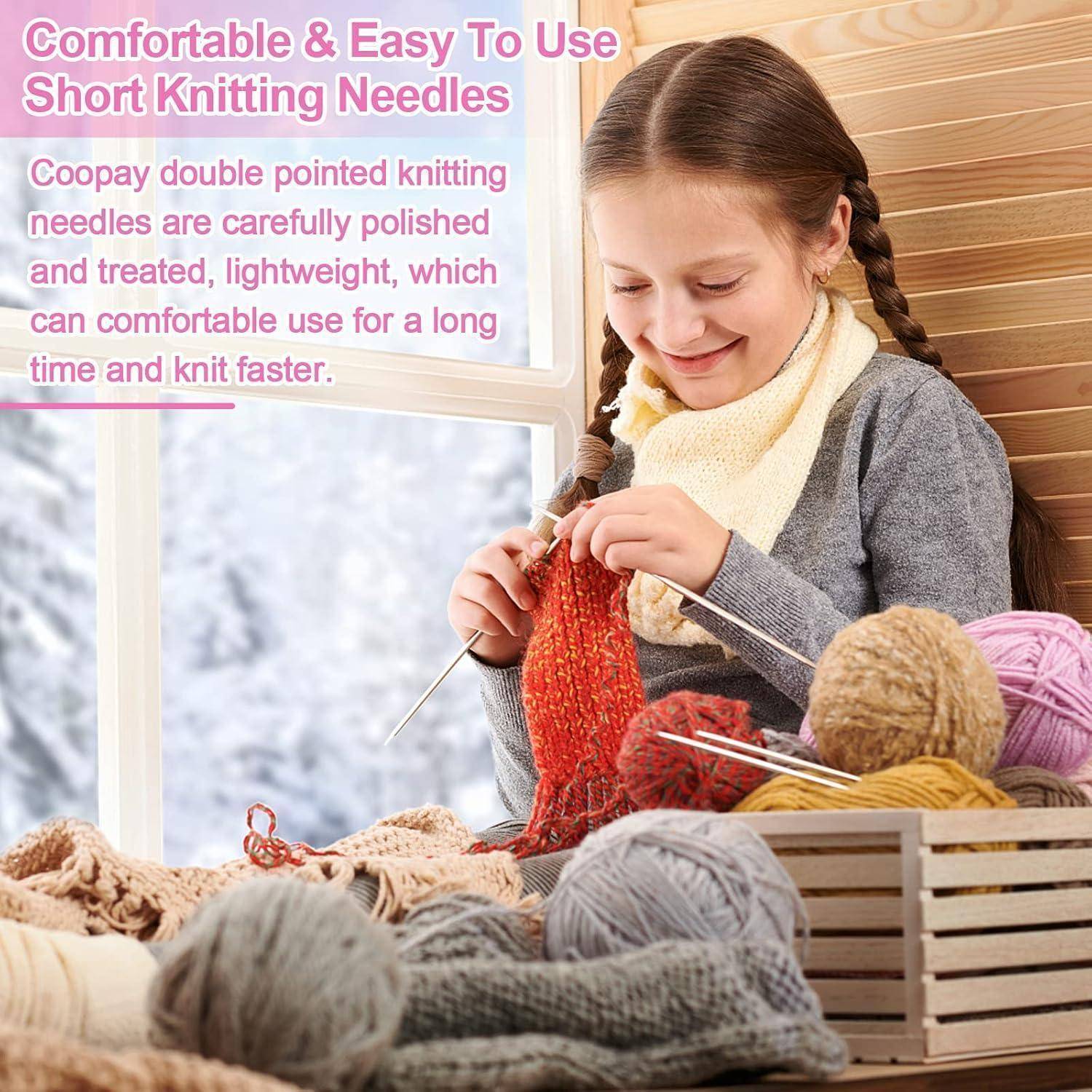 Stricknadeln Edelstahl Set Doppelspitz 20cm 55 2,0mm bis 6,0mm Rosa