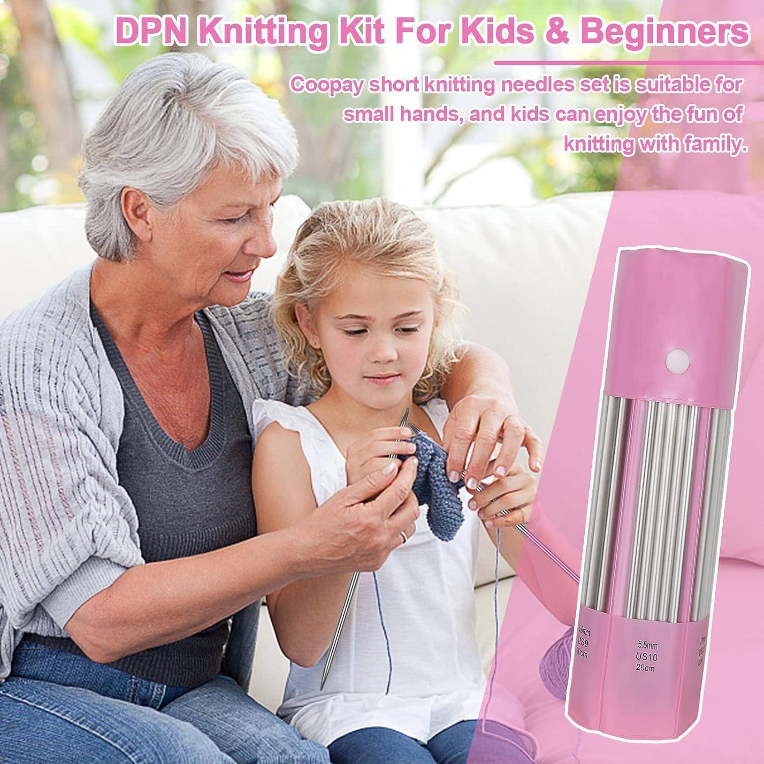 Stricknadeln Edelstahl Set Doppelspitz 20cm 55 2,0mm bis 6,0mm Rosa