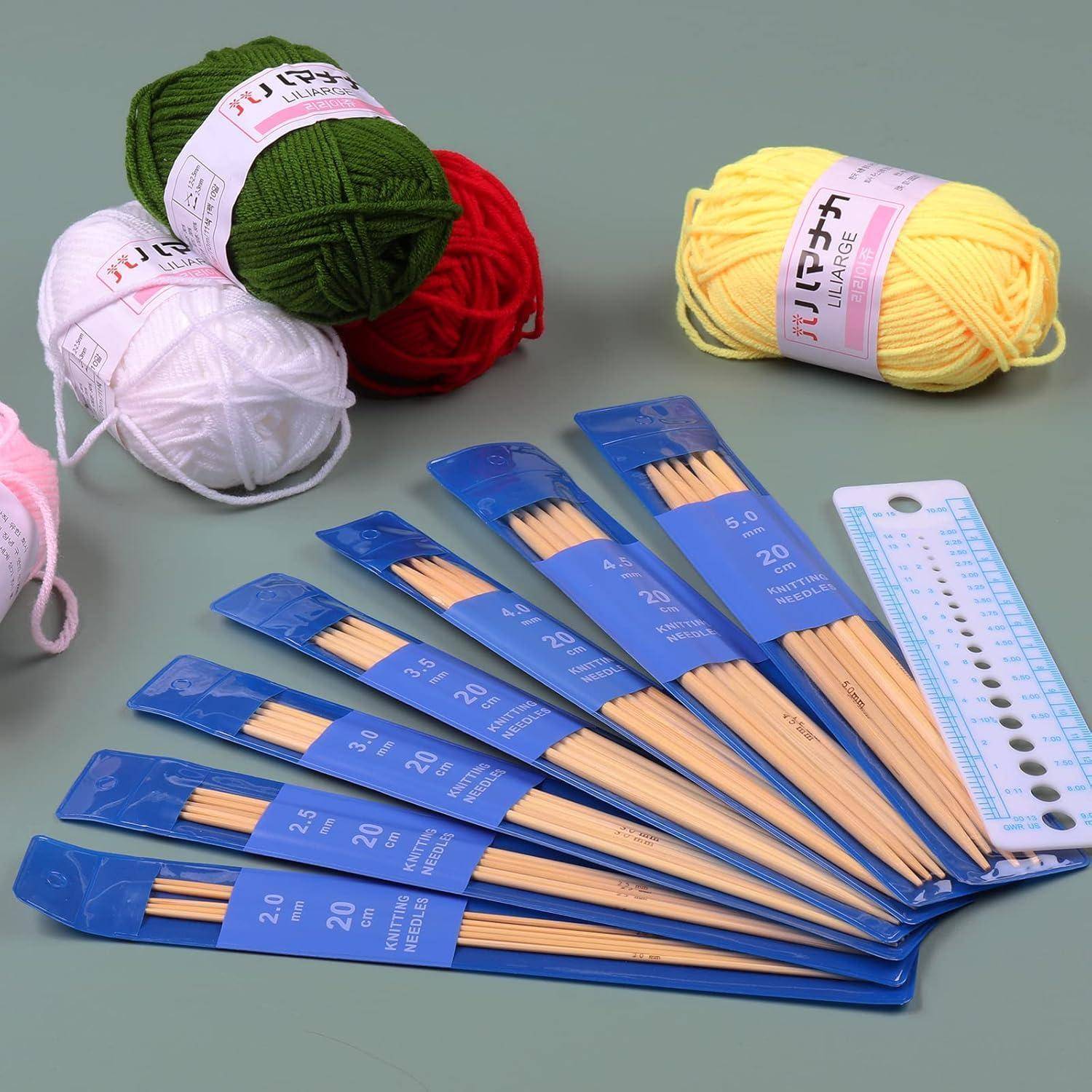 Nadelspiel Bambus 20cm 35Stück Nadellehre Kurz Socken 2,0 - 5,0 mm