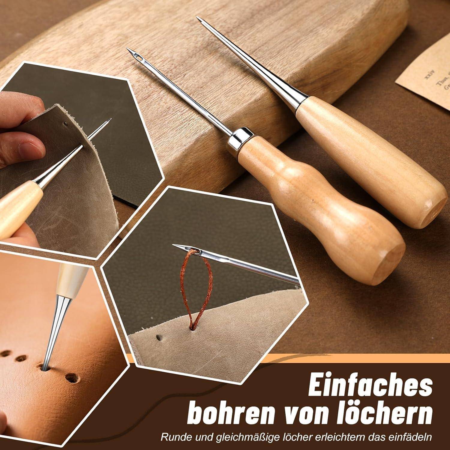 Leder Nähset 4mm Schnürnähmeißel Nähnadeln Lederhandwerk 46-teiliges