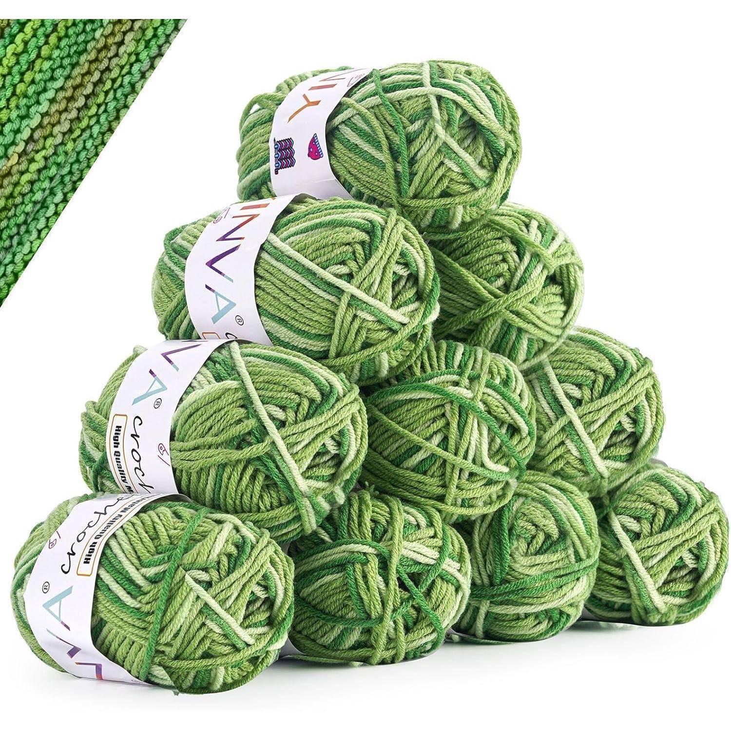 Wolle Häkelwolle Sockenwolle Farbverlauf 10x25g Mehrfarbig Apfelgrün