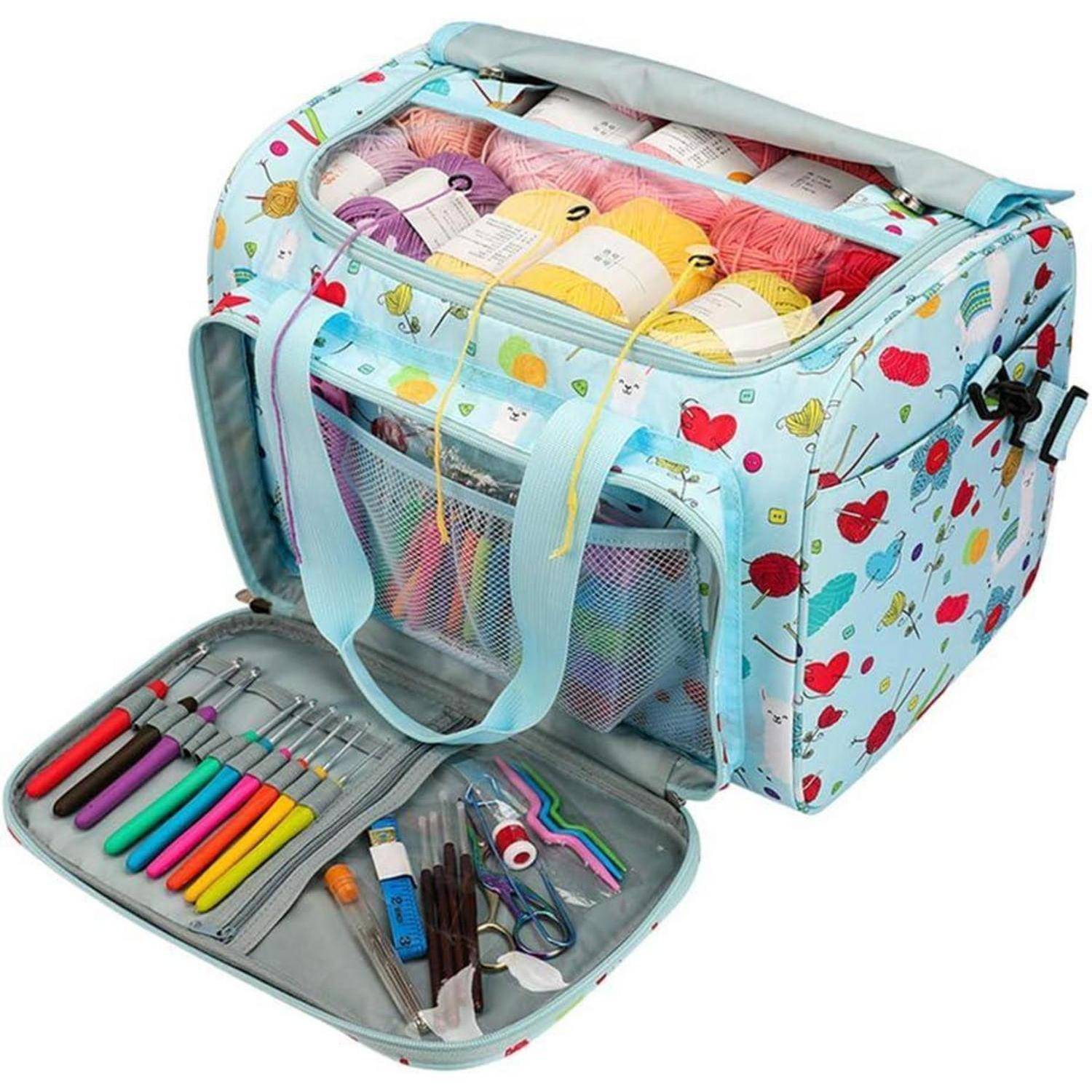 Garntasche Garnorganisierer Häkelset Kreuzstichset Nadelset Himmelblau