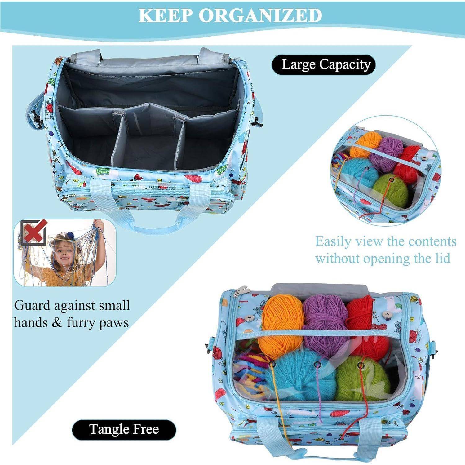 Garntasche Garnorganisierer Häkelset Kreuzstichset Nadelset Himmelblau