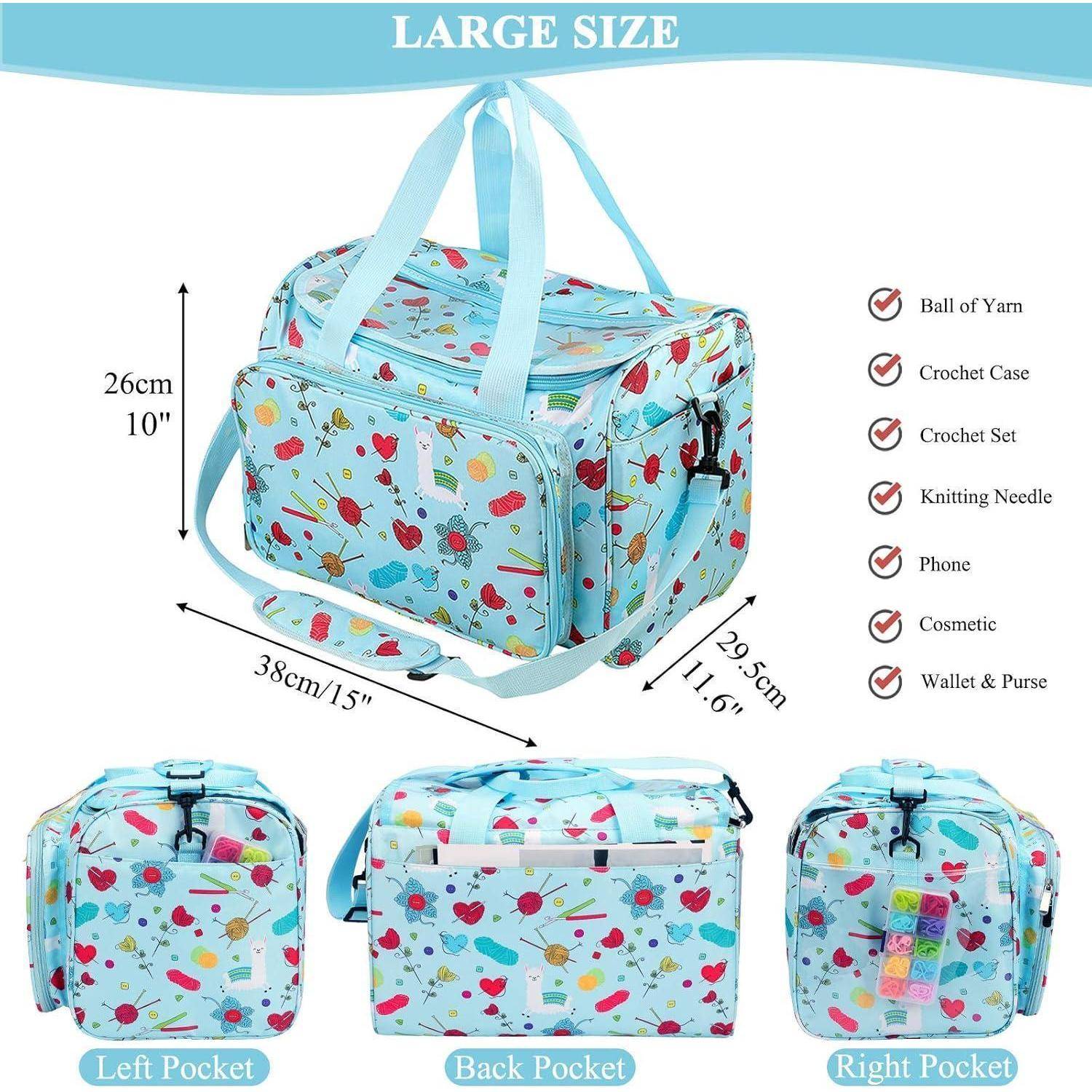 Garntasche Garnorganisierer Häkelset Kreuzstichset Nadelset Himmelblau
