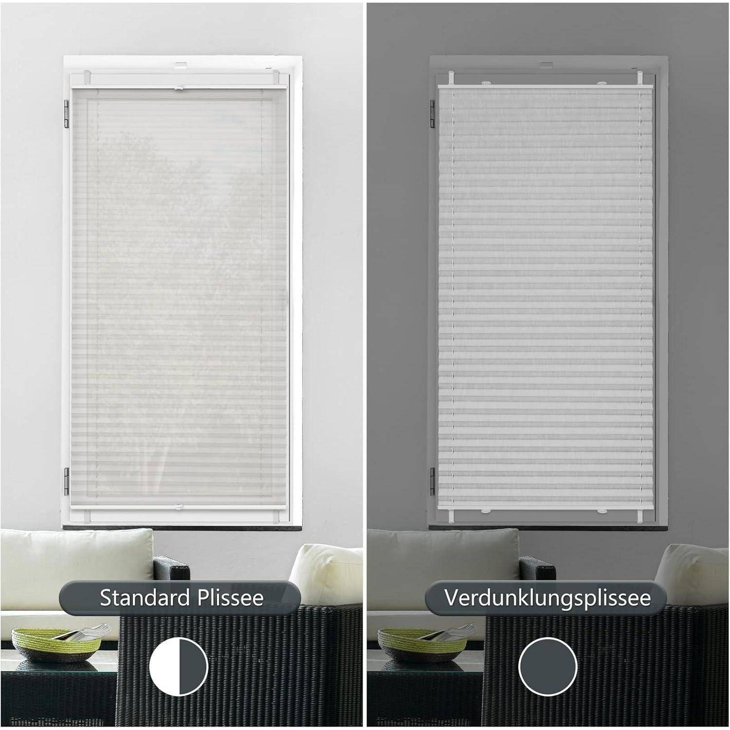 Plissee Verdunkelung Klemmfix Thermo Blickdicht Weiß B90 x H220 cm
