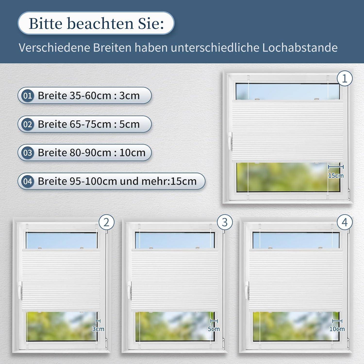 Bitte beachten Sie: Verschiedene Breiten haben unterschiedliche Lochabstände