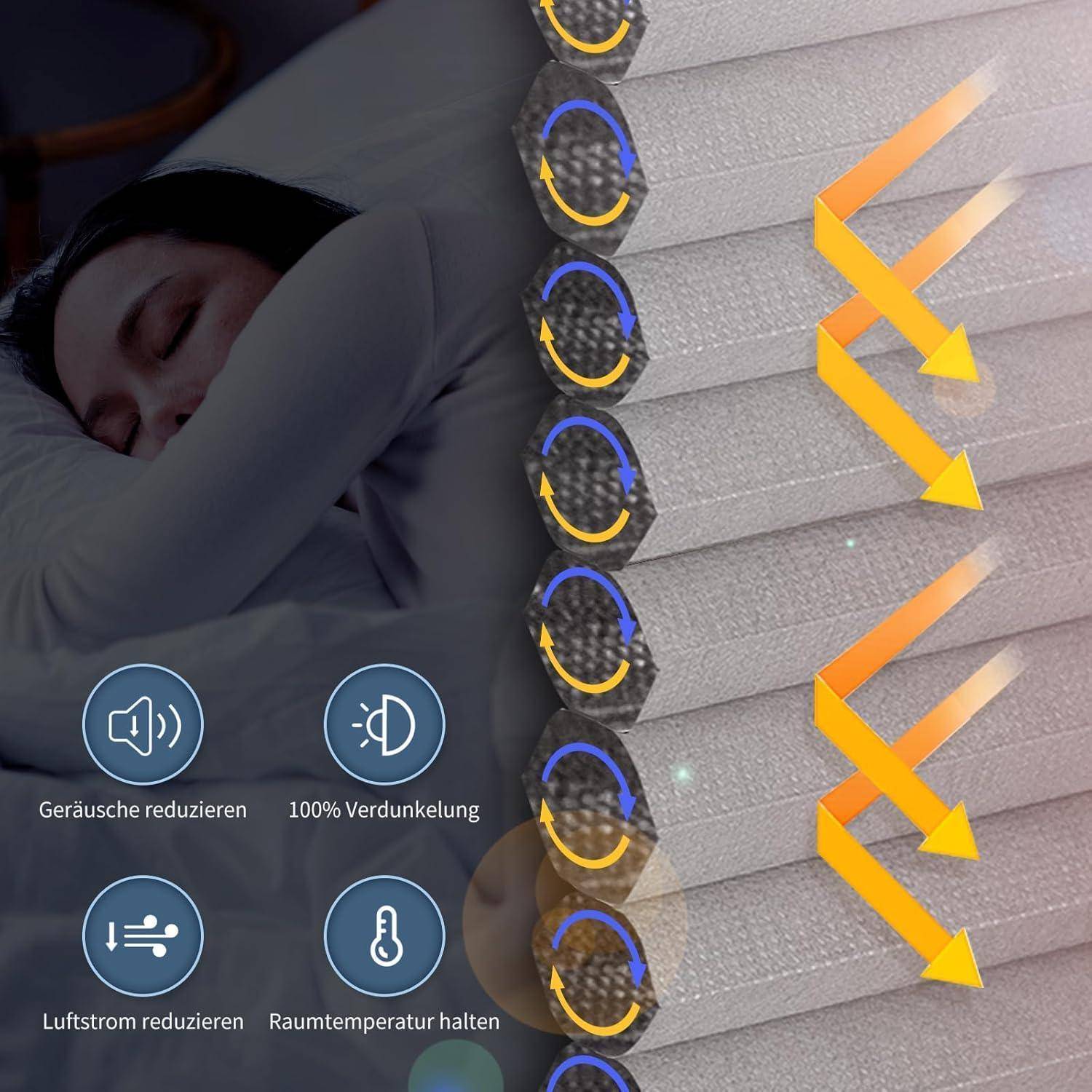 Verdunklungsplissee Wabenplissee Klemmfix Weiß-hellgrau B60 x H110 cm