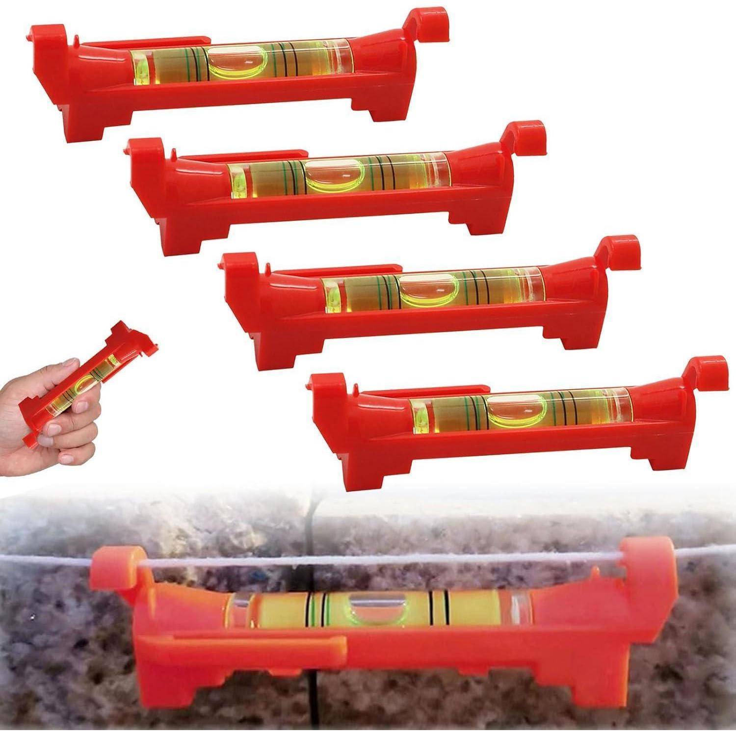 Schnurwasserwaage 4er Set Richtschnur Rot 75x12mm Haken