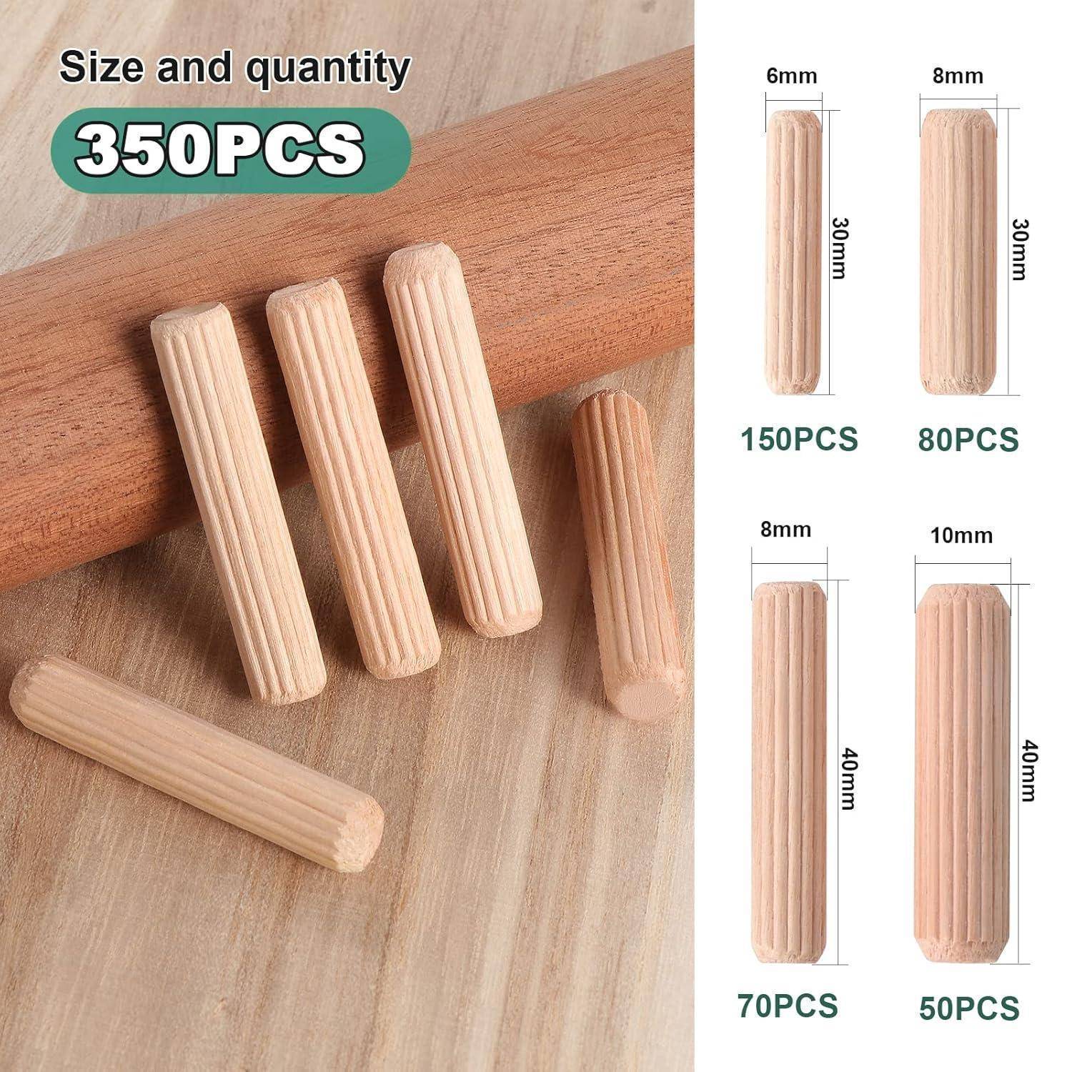 Holzdübel Riffeldübel Buche Holzstifte Möbel 350 Stück 6 8 10mm