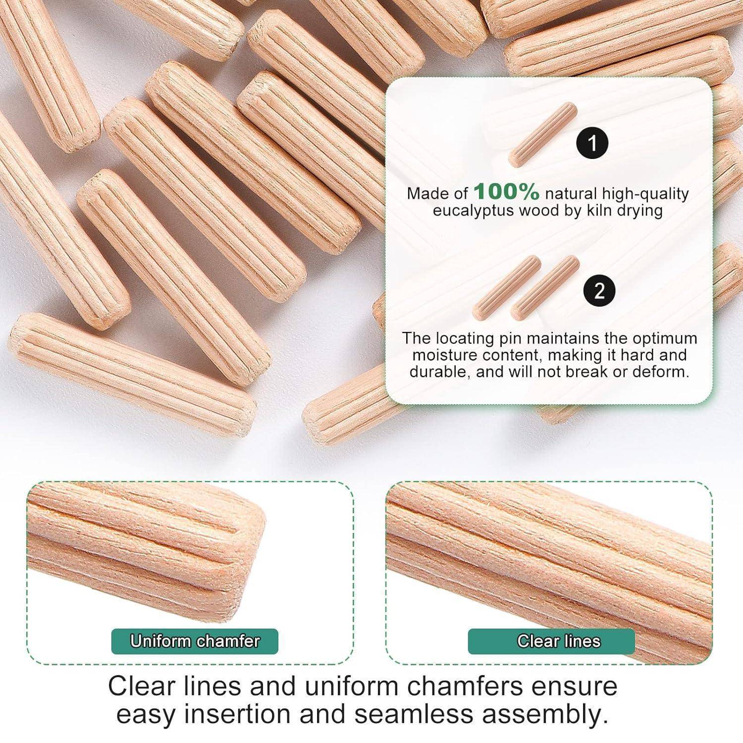 Holzdübel Riffeldübel Buche Holzstifte Möbel 350 Stück 6 8 10mm