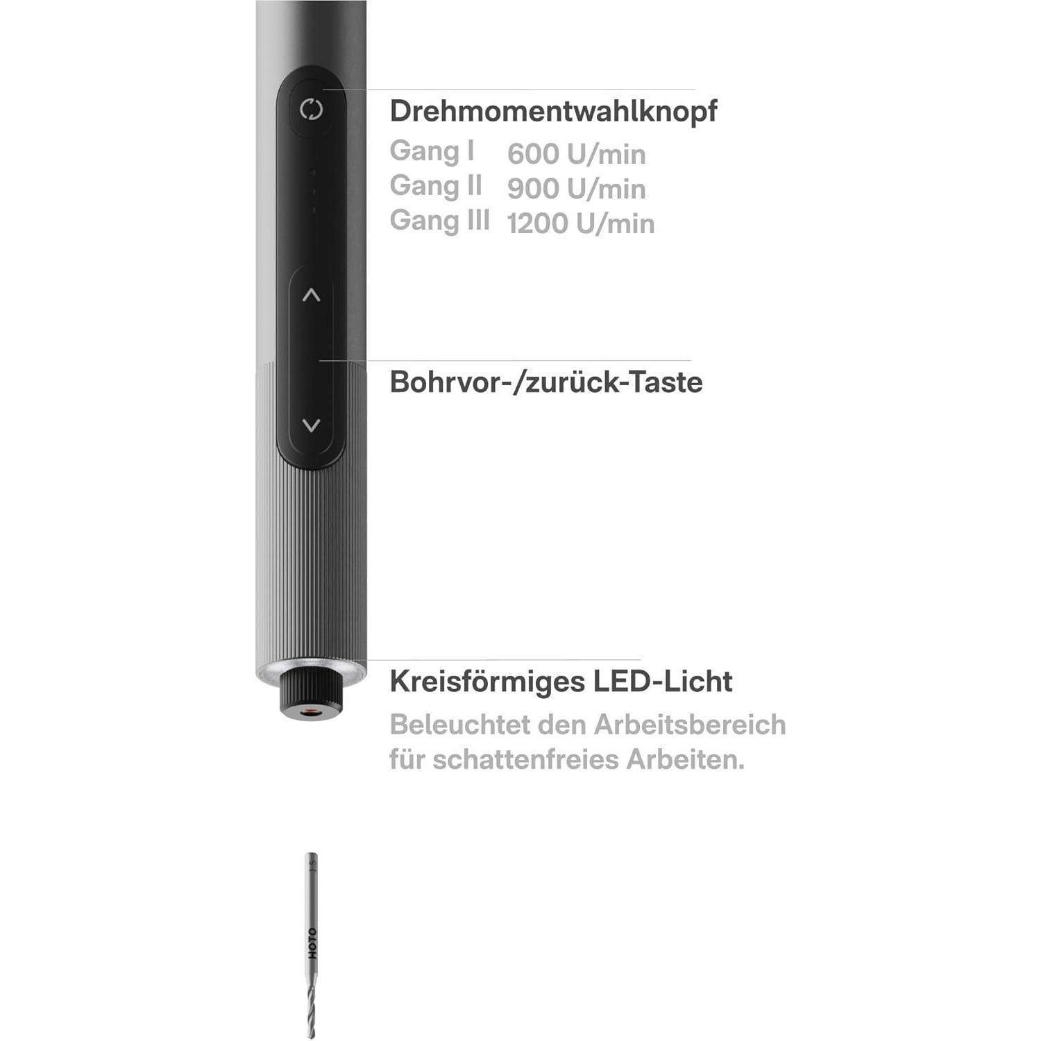 Mini Bohrmaschine USB-C ladbar 3 Stufen 20 Bits für Schmuck Harz Holz