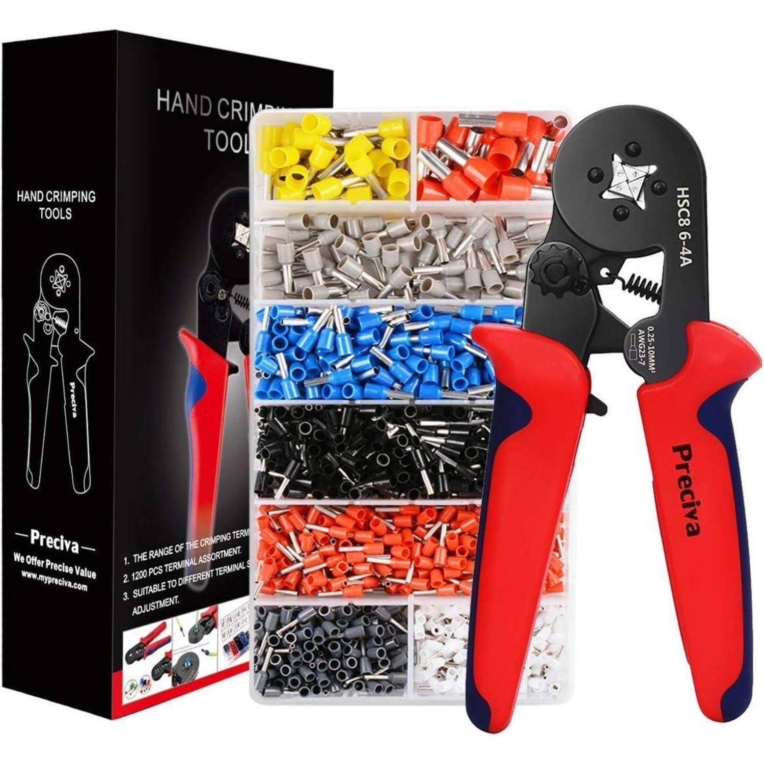 Crimpzange Aderendhülsen Set Kit 0,25-10,00 qmm ohne Tasche 1200 Stück