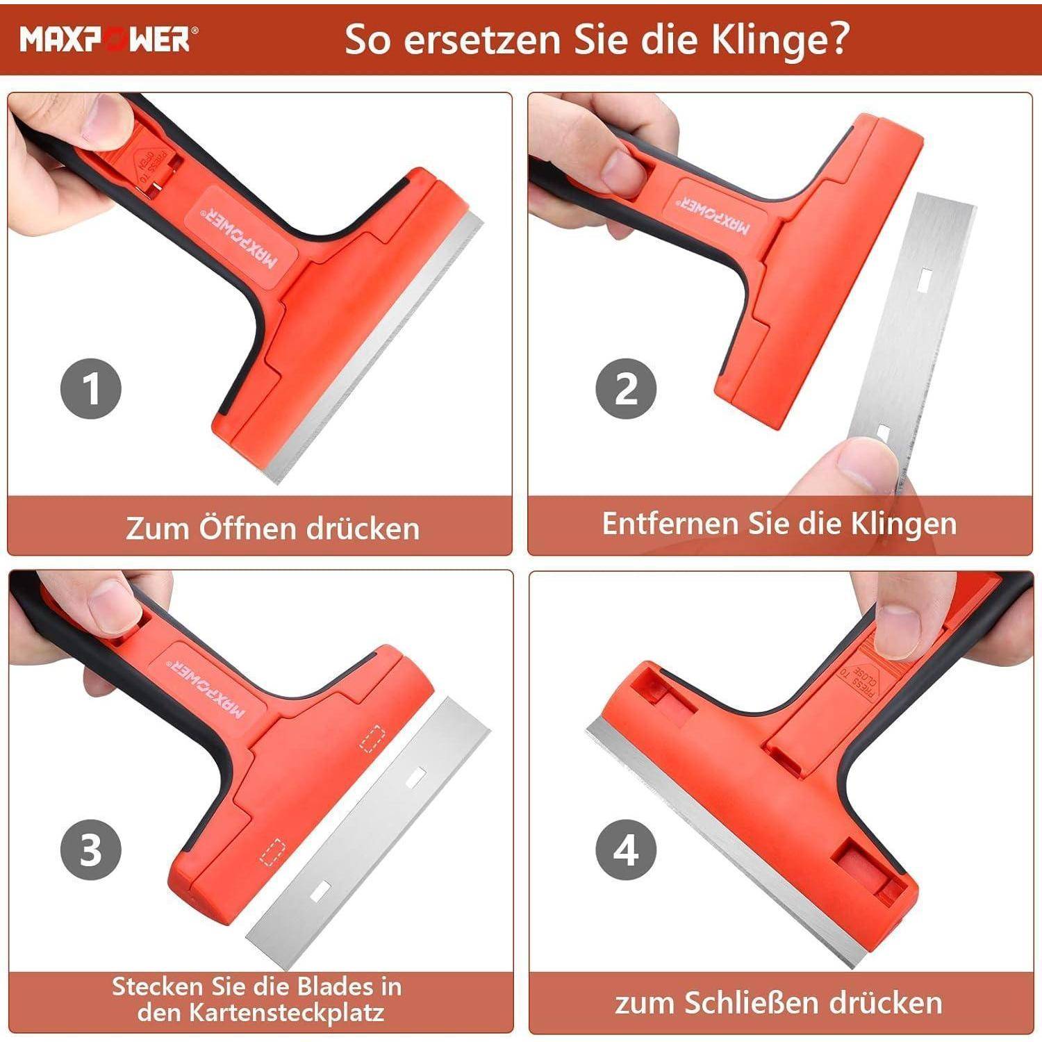 Tapetenentferner Fensterschaber 100 mm mit 10 Ersatzklingen