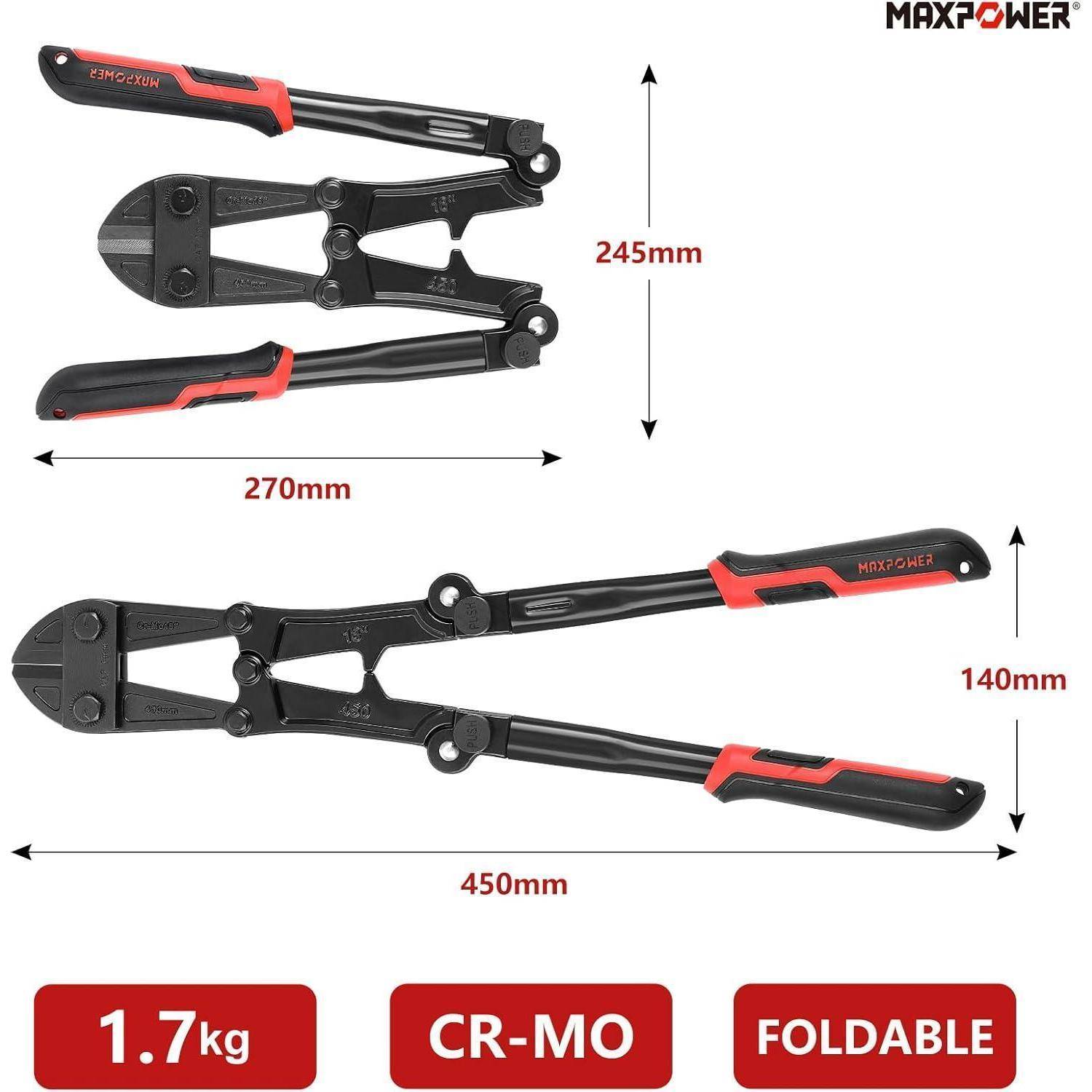 Bolzenschneider 450 mm klappbar bis 6 mm gehärtete Cr-Mo-Backen