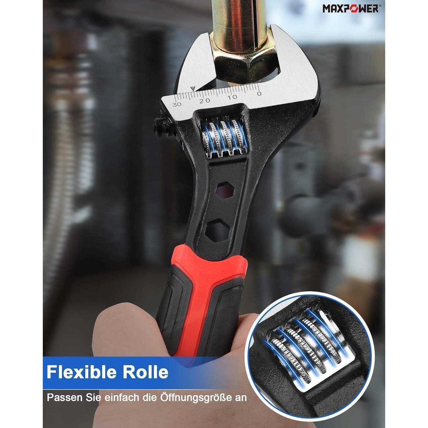 Schraubenschlüssel Rollgabelschlüssel verstellbar 205mm 1pcs-schwarz