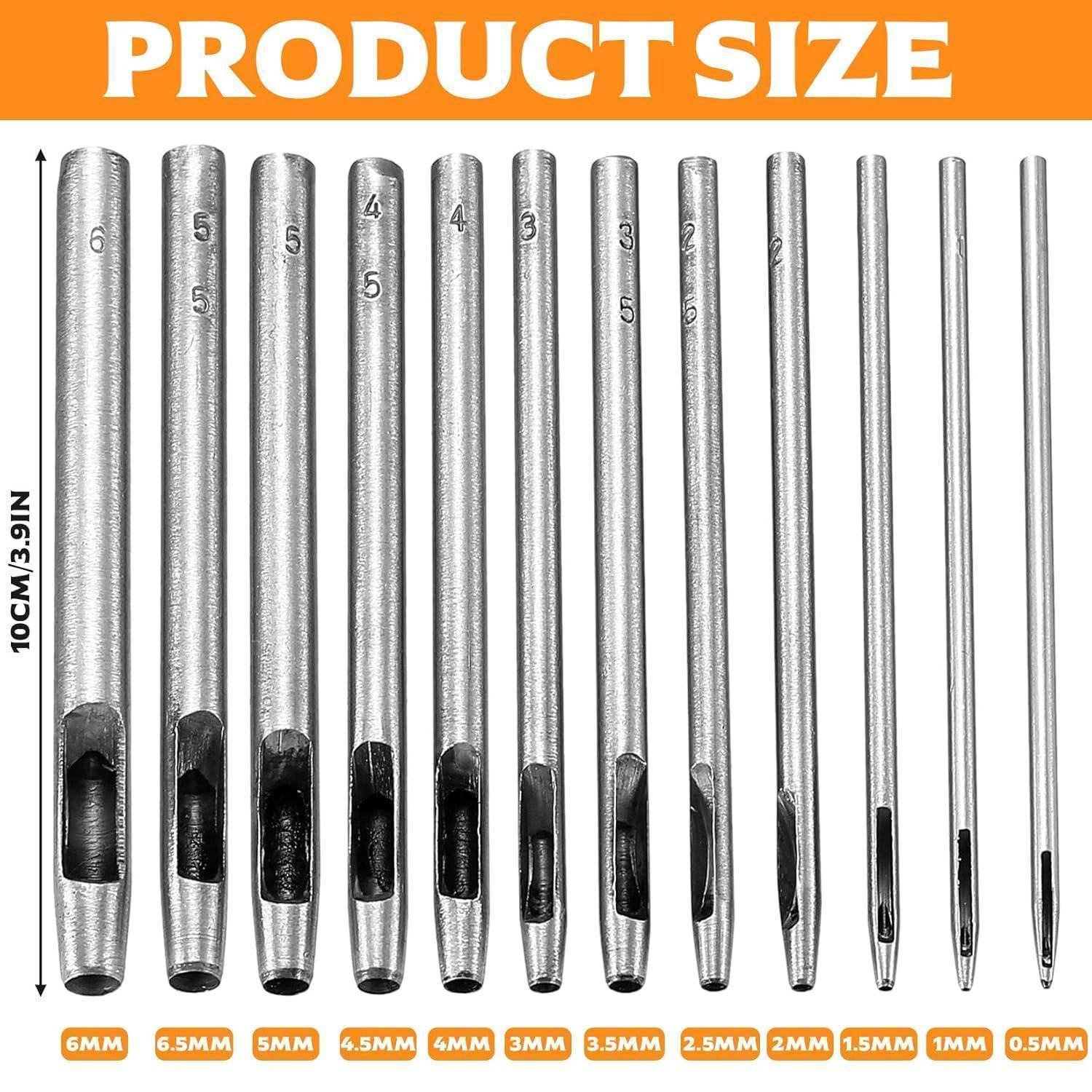 Lochstanzer Set 12-tlg Edelstahl 0,5-6 mm Leder Stoff