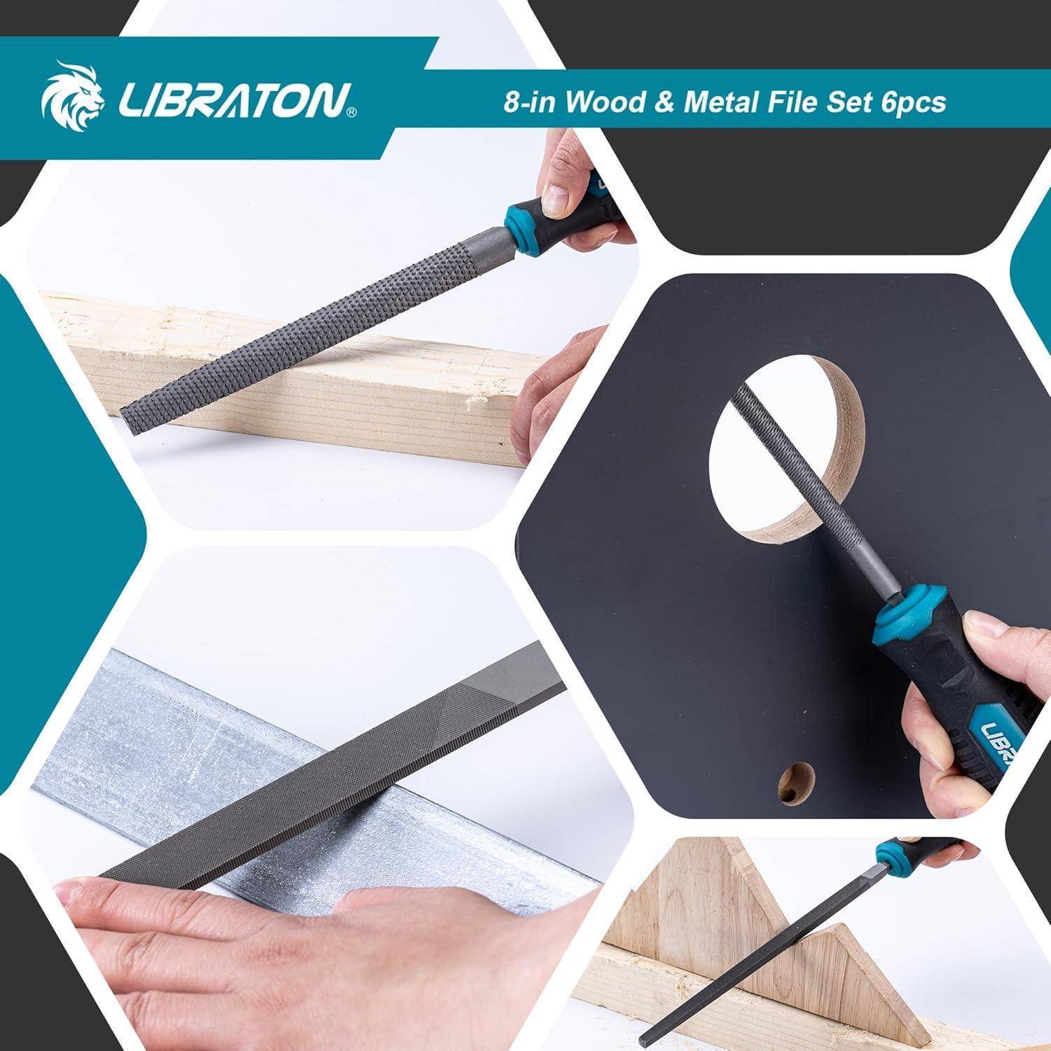 LIBRATON 8-teiliges Holz- & Metallfeilen-Set 6-teilig