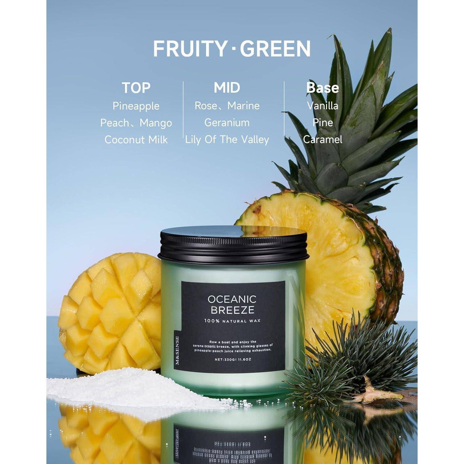 Meerbrise Duftkerze Ananas-Mango 2-Docht Soja 70h 330g