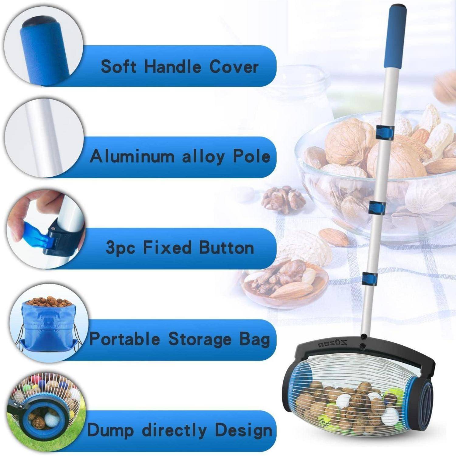 Mehrzweck-Gartengerät mit einer weichen Handgriffabdeckung, Aluminium-Legierungsstange und dreiteili­ger Feststell­taste. Ausgestattet mit einer tragbaren Aufbewahrungstasche und direkter Entlademöglichkeit.