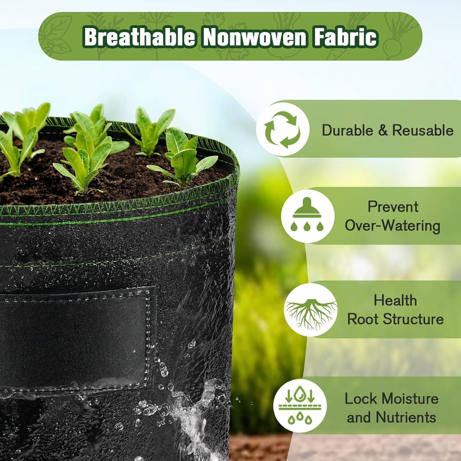 Pflanzsäcke 5Stück Vliesstoff Garten Tomaten Kartoffeln 20L