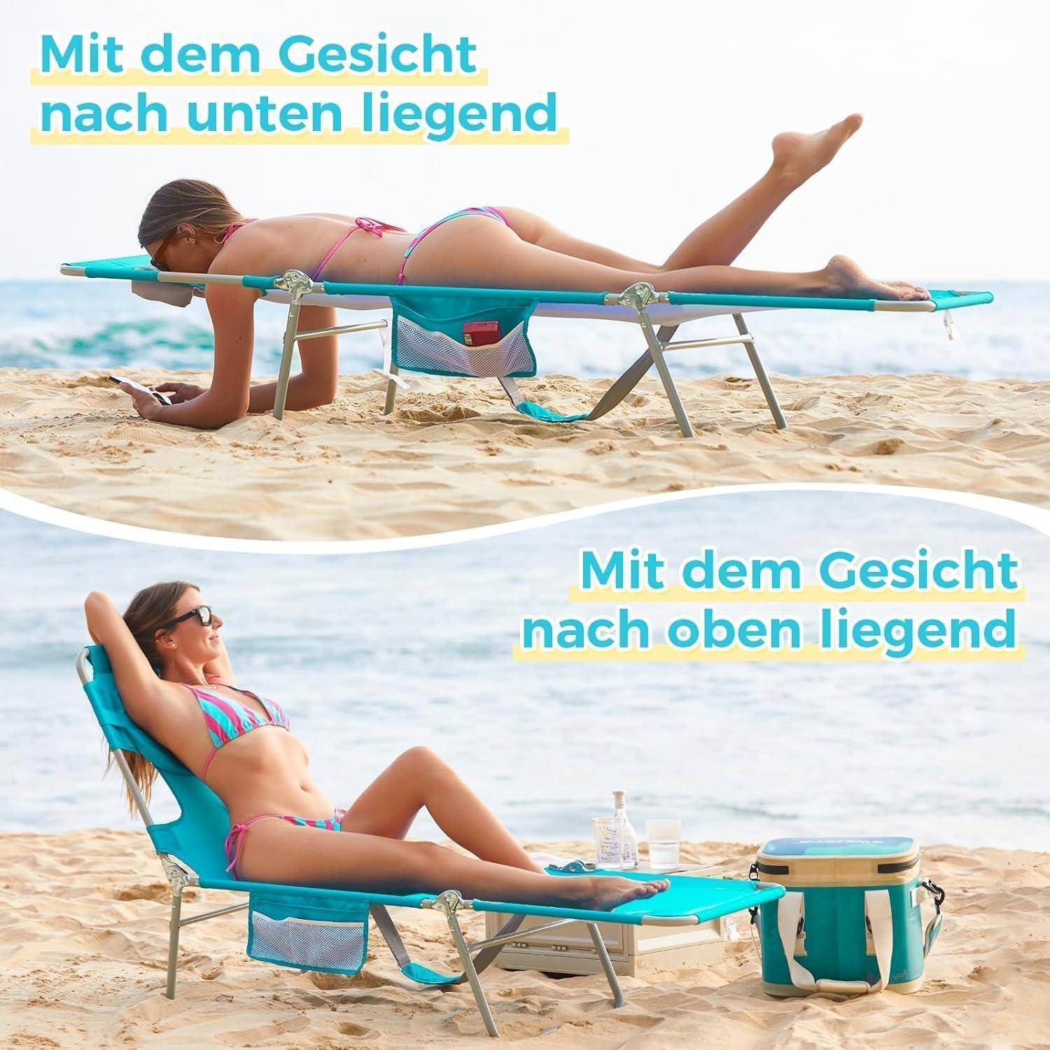 Sonnenliege Klappbarer mit Lesefenster 5-Position Rückenlehne