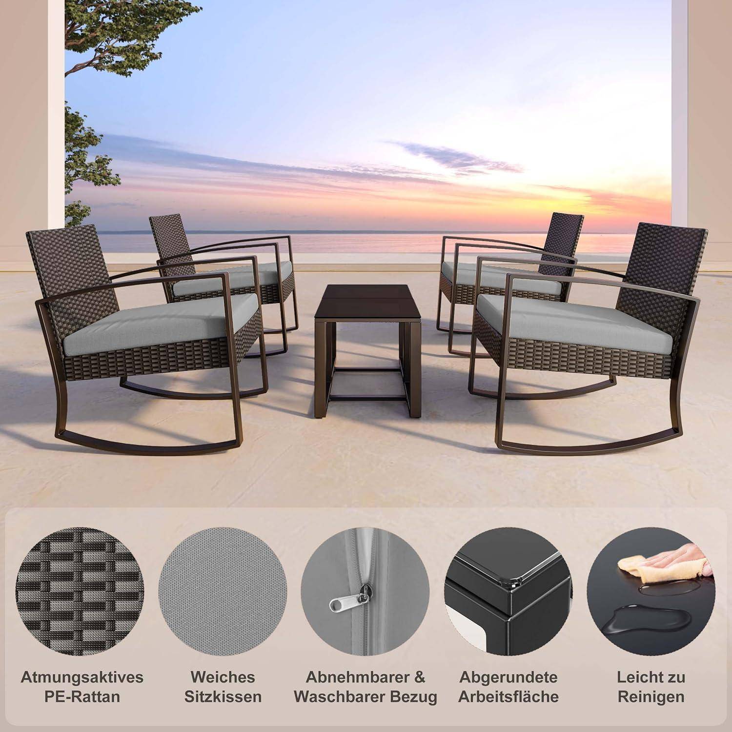 Gartenmöbel Set Balkon Outdoor Terrasse Pool Beige 2 Personen