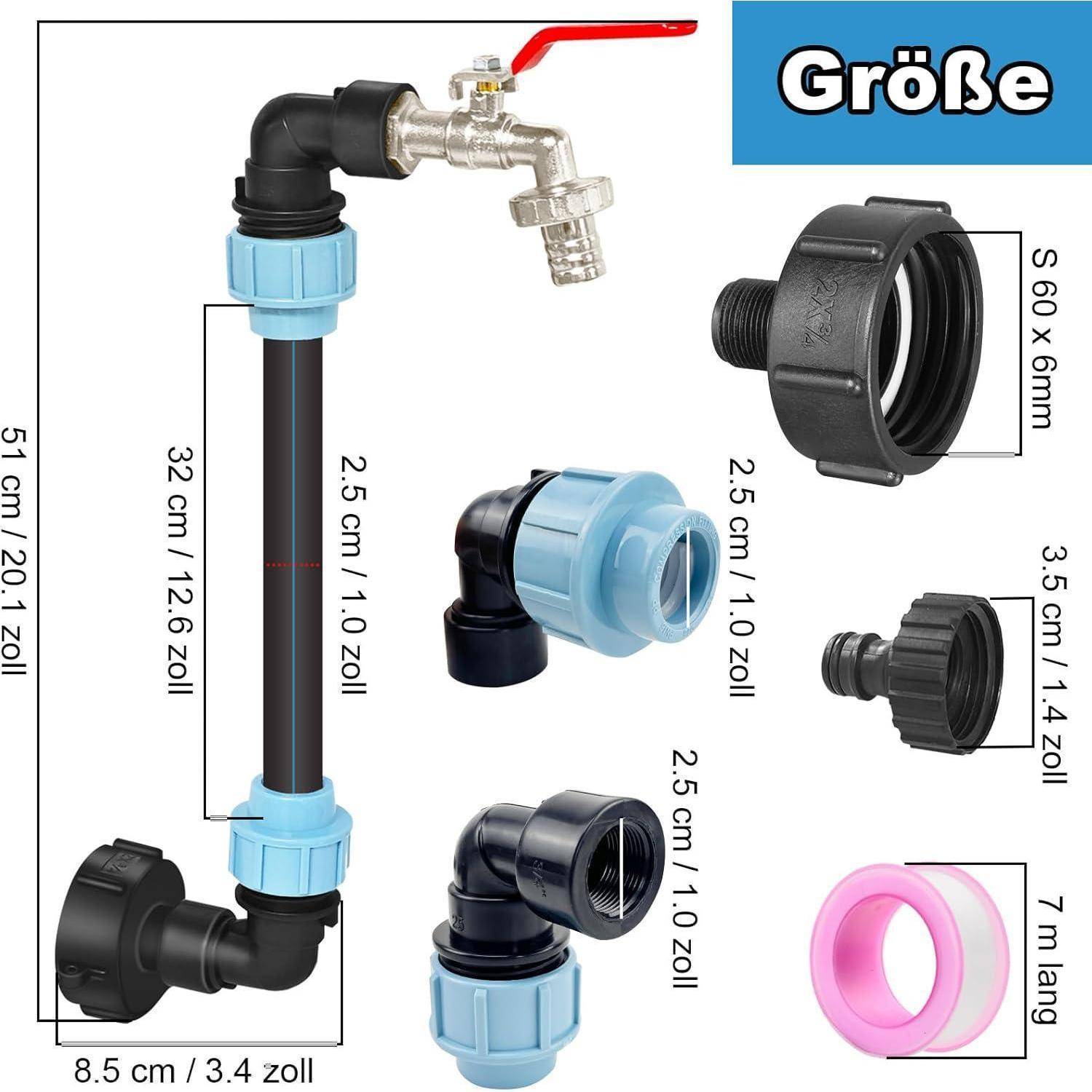 Auslaufhahn Absperrhahn Wasserhahn Adapter S60x6 3 4 Ibc Schwanenhals