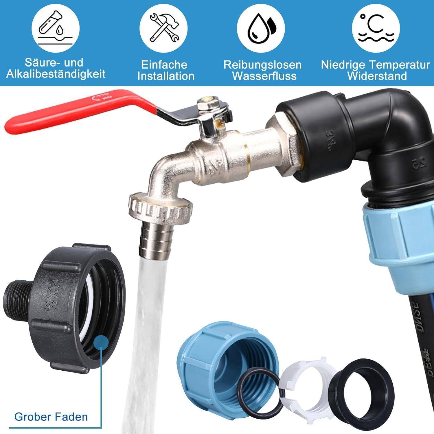 Auslaufhahn Absperrhahn Wasserhahn Adapter S60x6 3 4 Ibc Schwanenhals