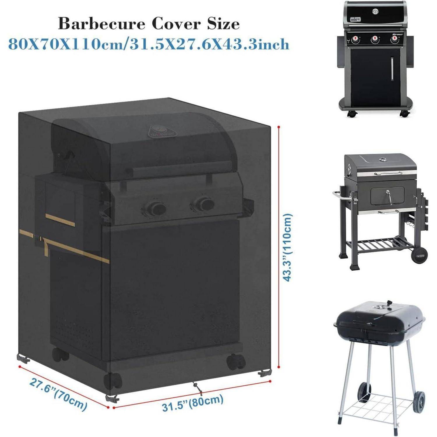 Grillabdeckung Gasgrill 420D Oxford Grillplane Schutzhülle 80x70x110cm