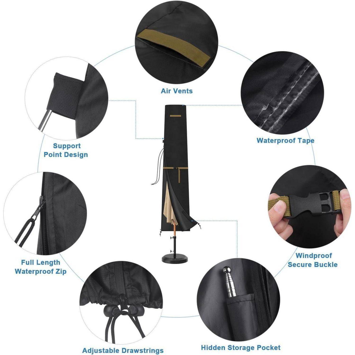 Sonnenschirm Abdeckung Ampelschirm Wasserdicht 300 cm 175X32 38cm