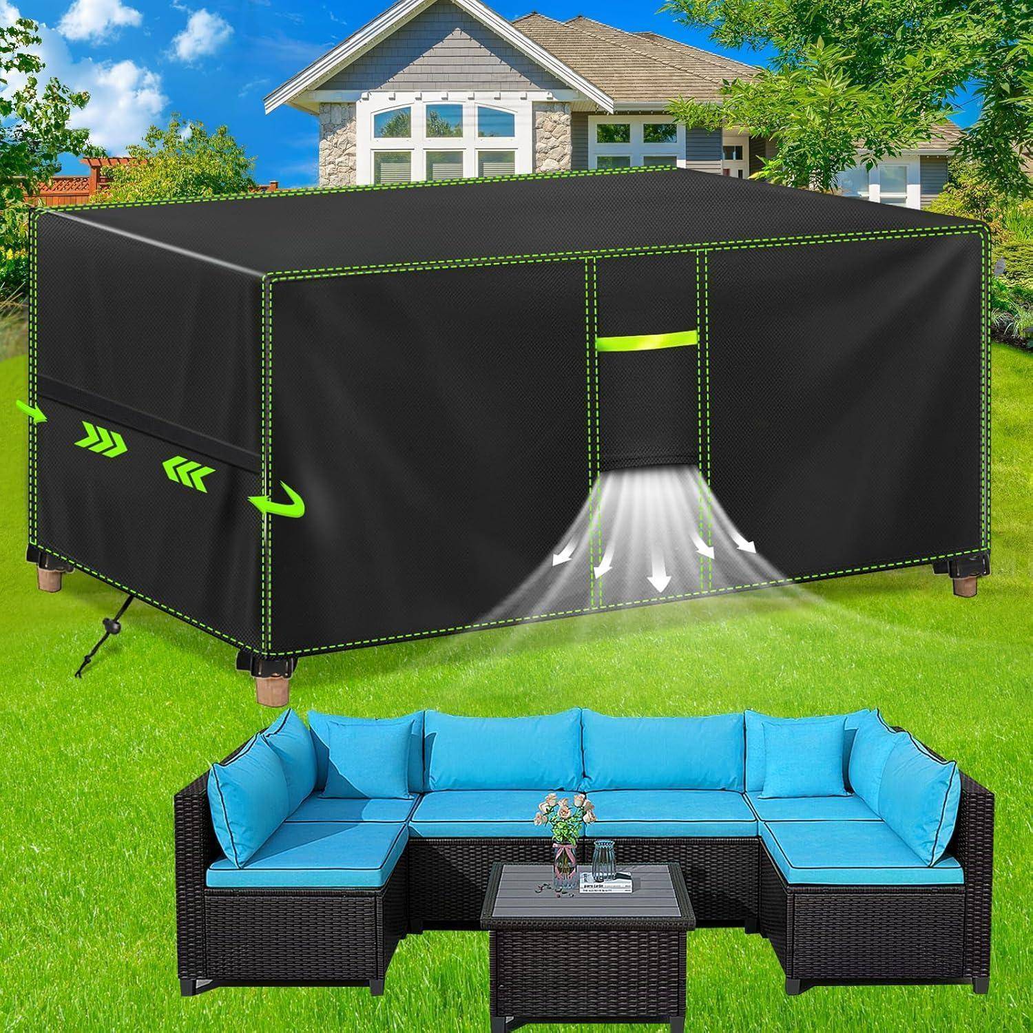 Tischabdeckung Gartenmöbel wasserdicht 420D Schwarz 270x180x89cm
