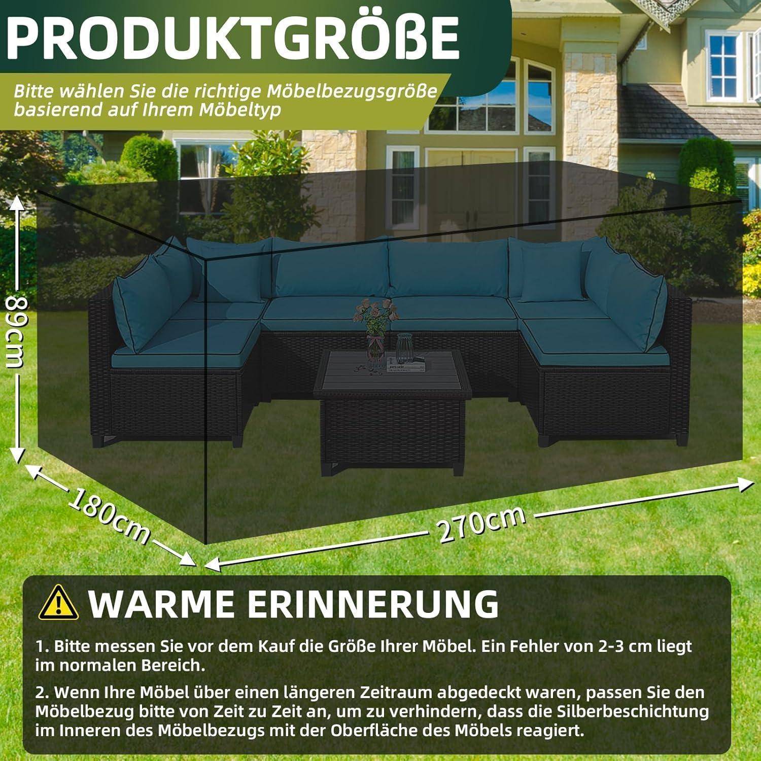 Tischabdeckung Gartenmöbel wasserdicht 420D Schwarz 270x180x89cm