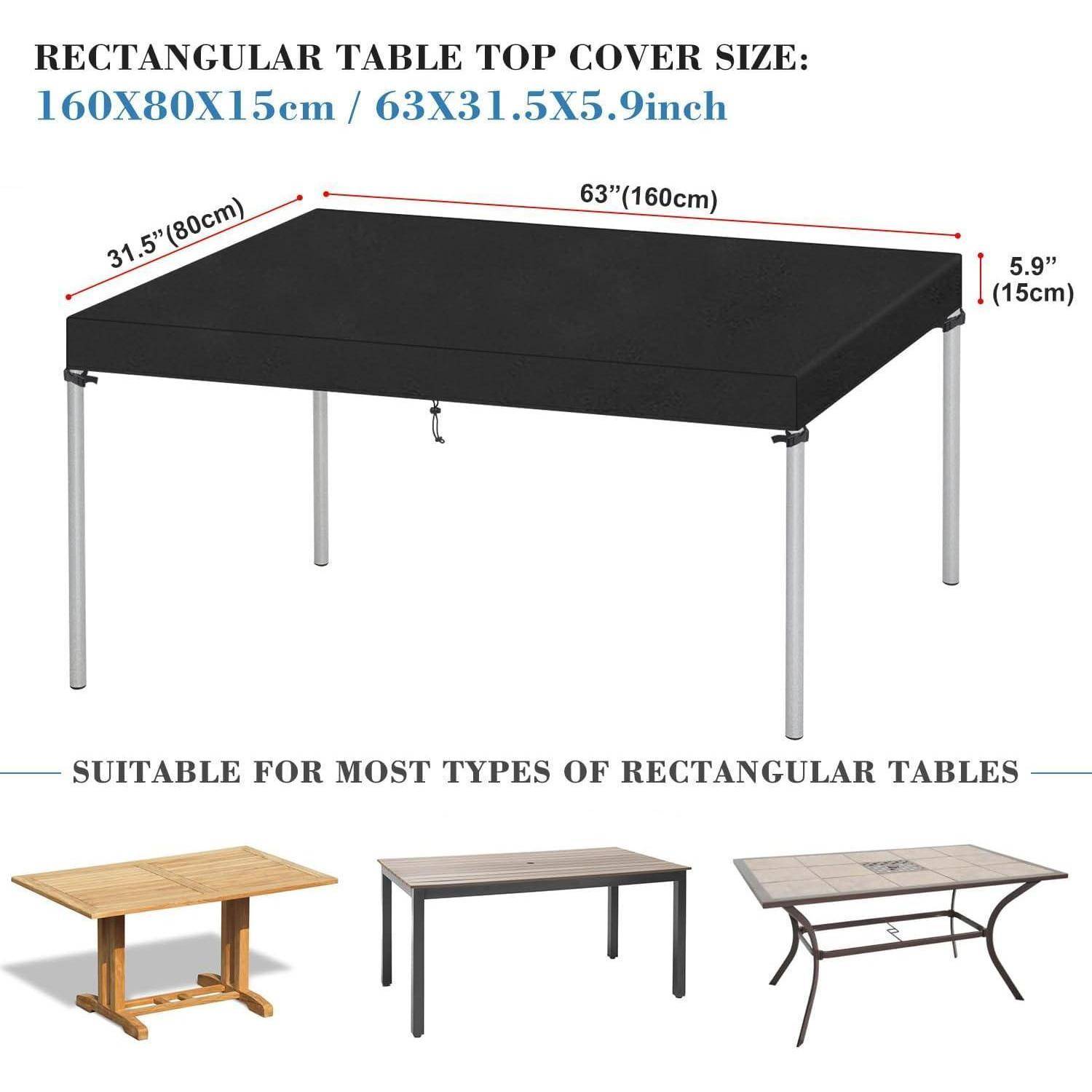 Tischdecke in rechteckiger Form misst 160x80x15 cm. Passt auf Tische bis zu 63x31,5x5,9 Zoll. Geeignet für verschiedene rechteckige Tischtypen.