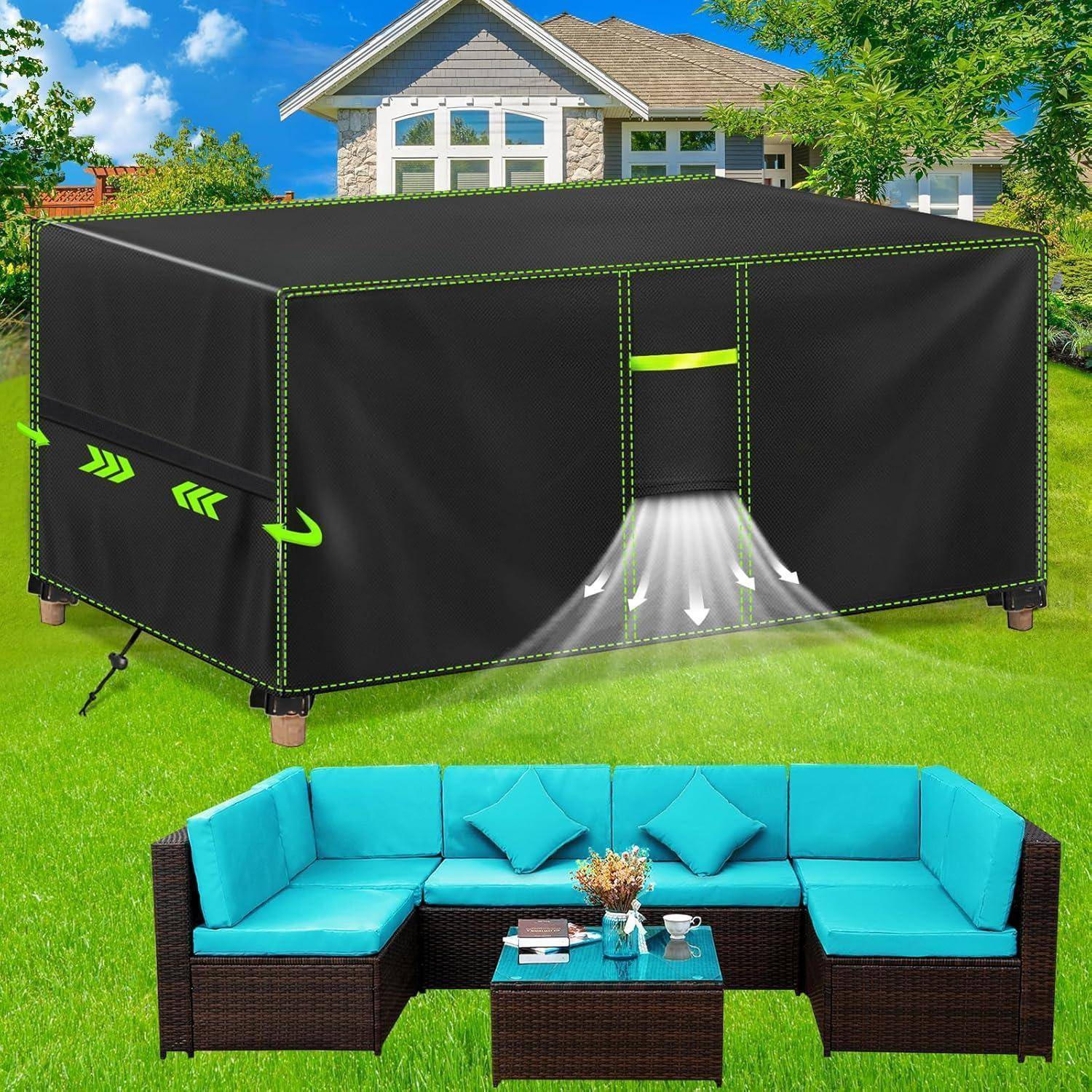 Abdeckung Gartenmöbel wasserdicht winterfest 420D Schwarz 213x132x74cm