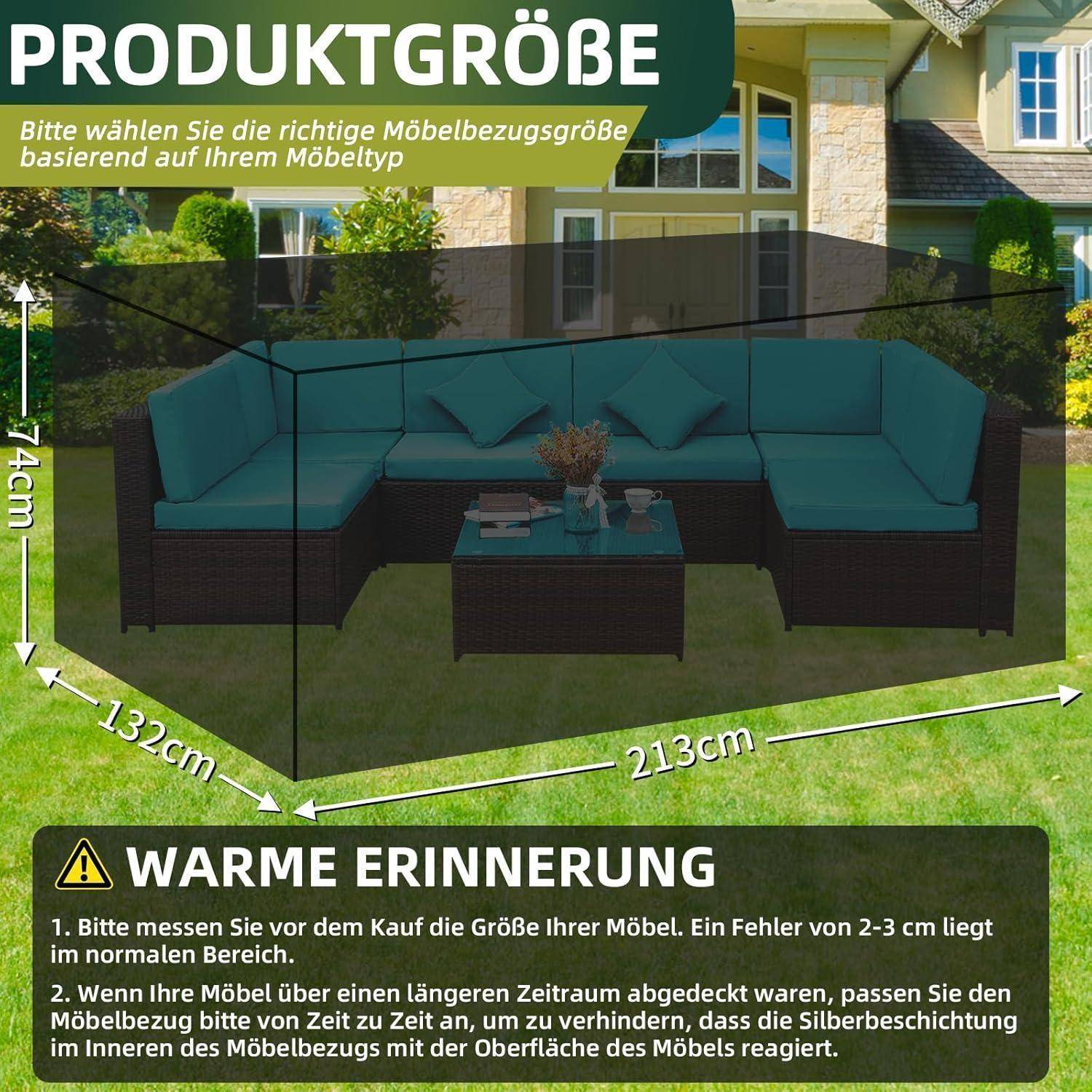 Abdeckung Gartenmöbel wasserdicht winterfest 420D Schwarz 213x132x74cm