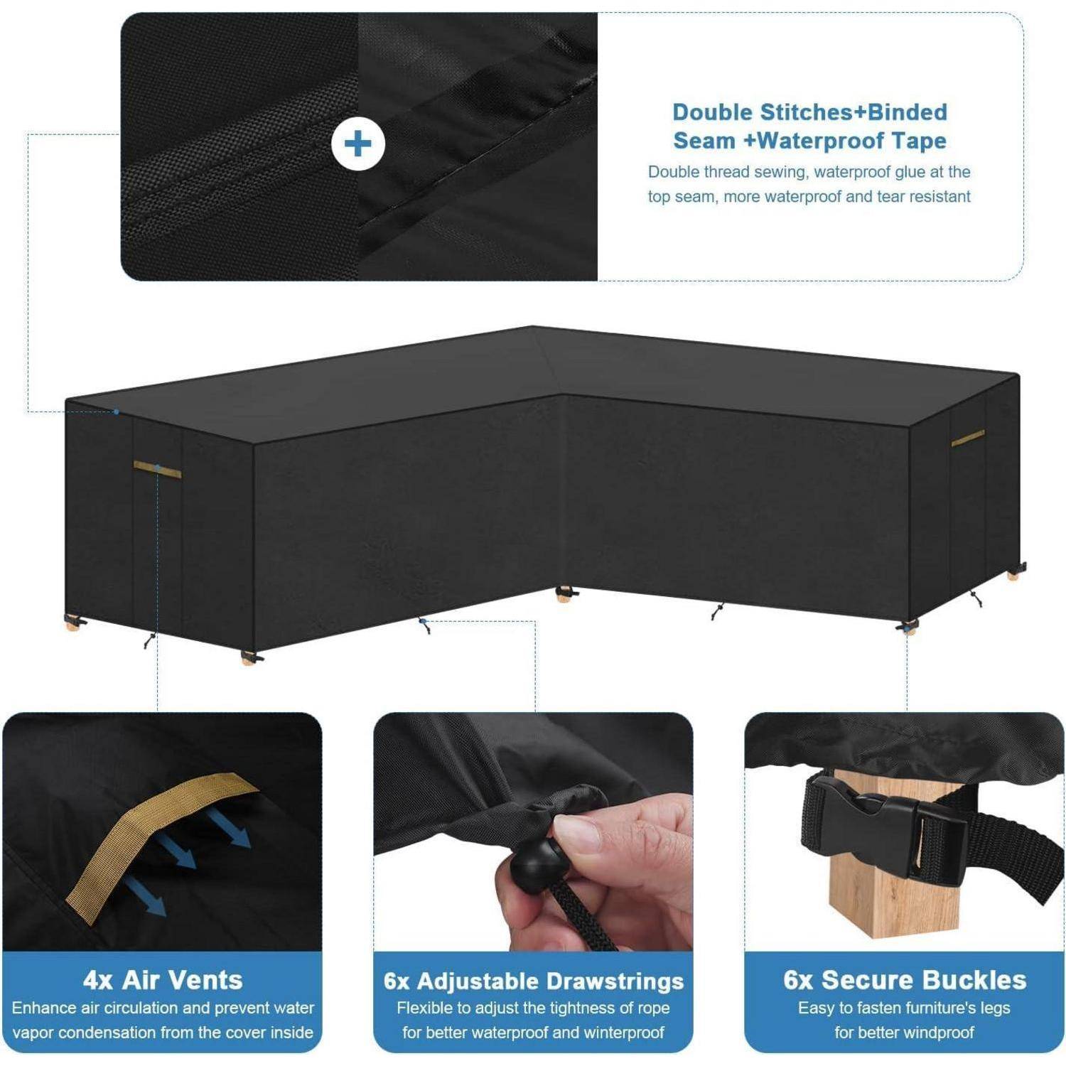 Abdeckung Gartenmöbel L Wasserdicht Ecksofa V-Form 270x270x90 80cm