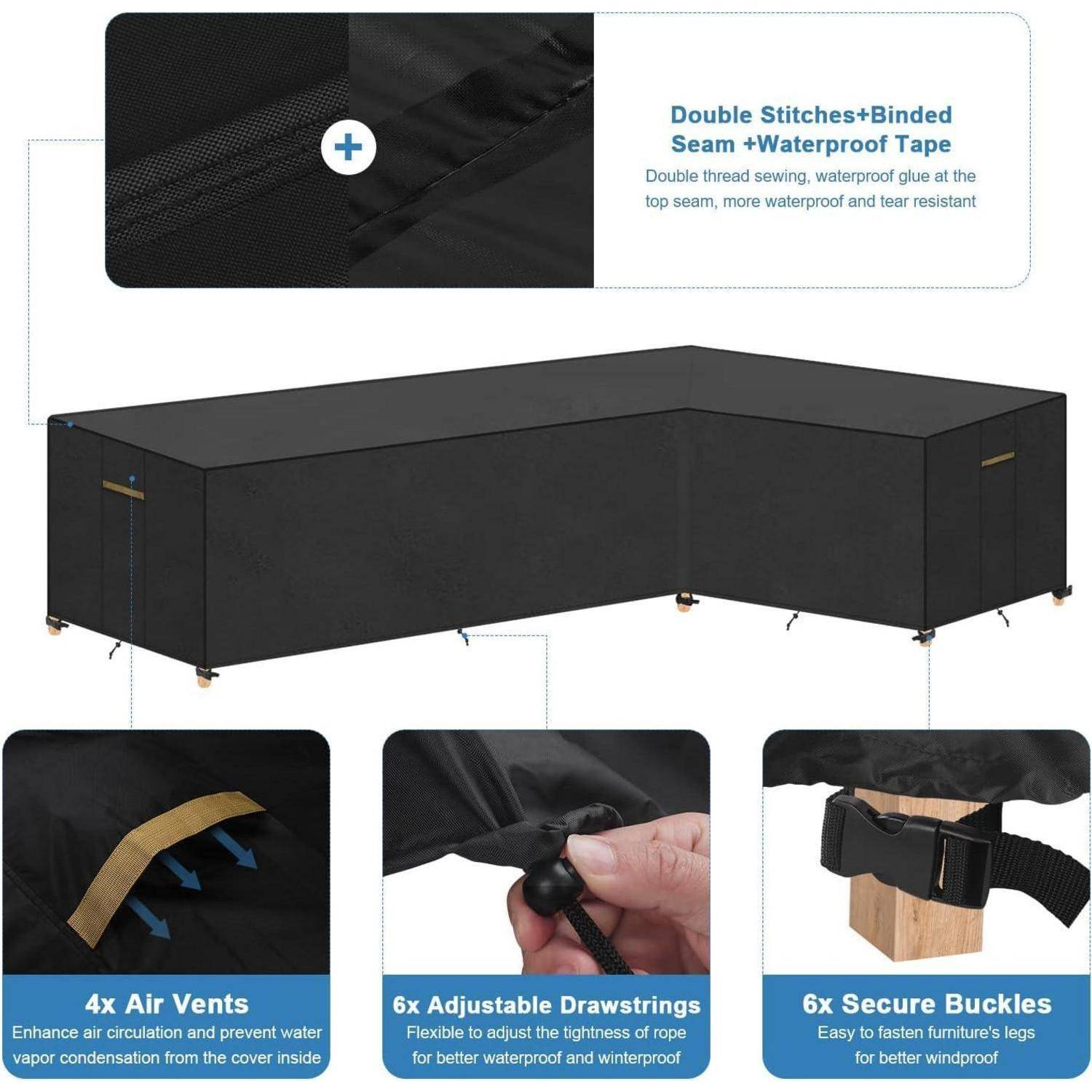 Gartenmöbel Abdeckung L Form Wasserdicht L-Form 270x216x87 80cm