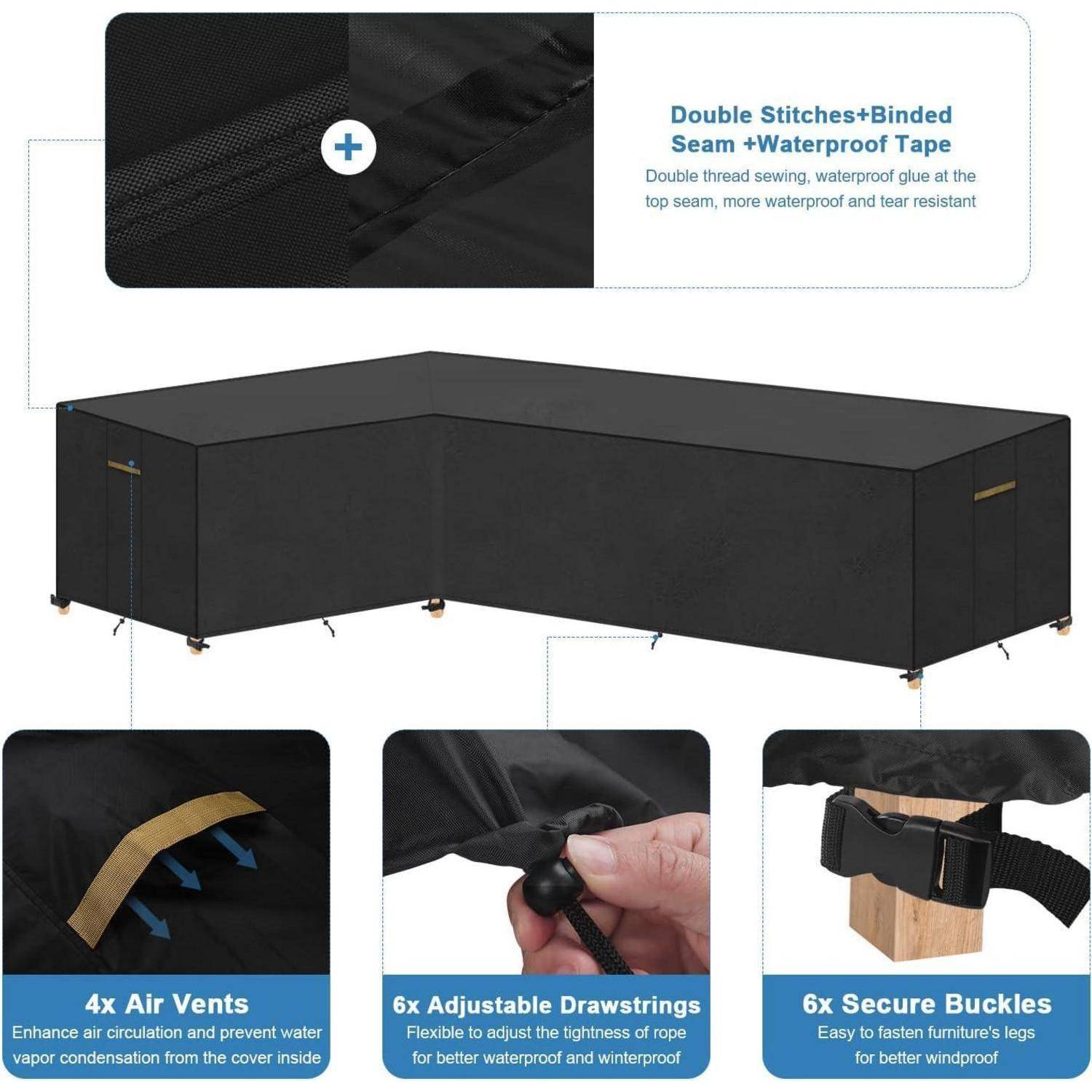 Abdeckung L Form wasserdicht Ecksofa 420D L-Form 216x270x87 80cm