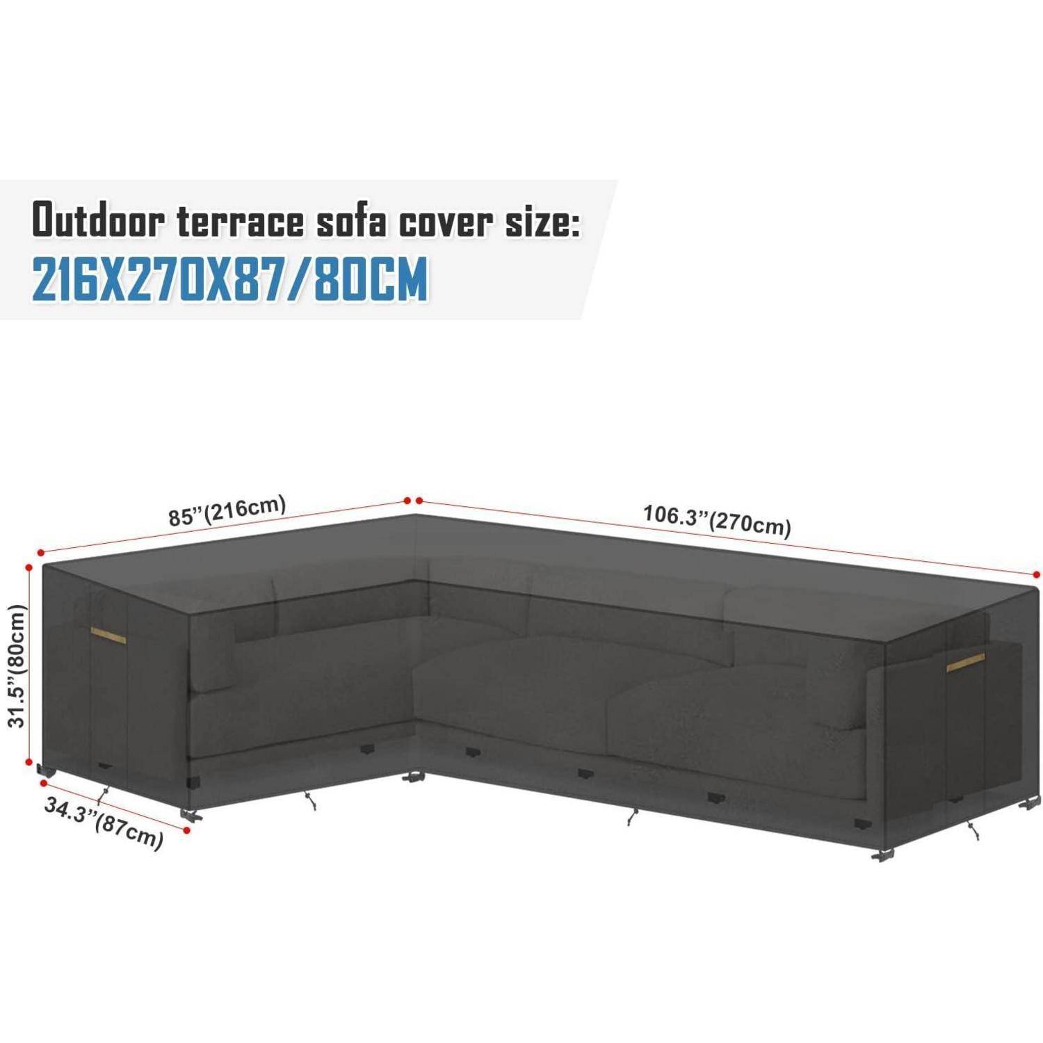 Abdeckung L Form wasserdicht Ecksofa 420D L-Form 216x270x87 80cm
