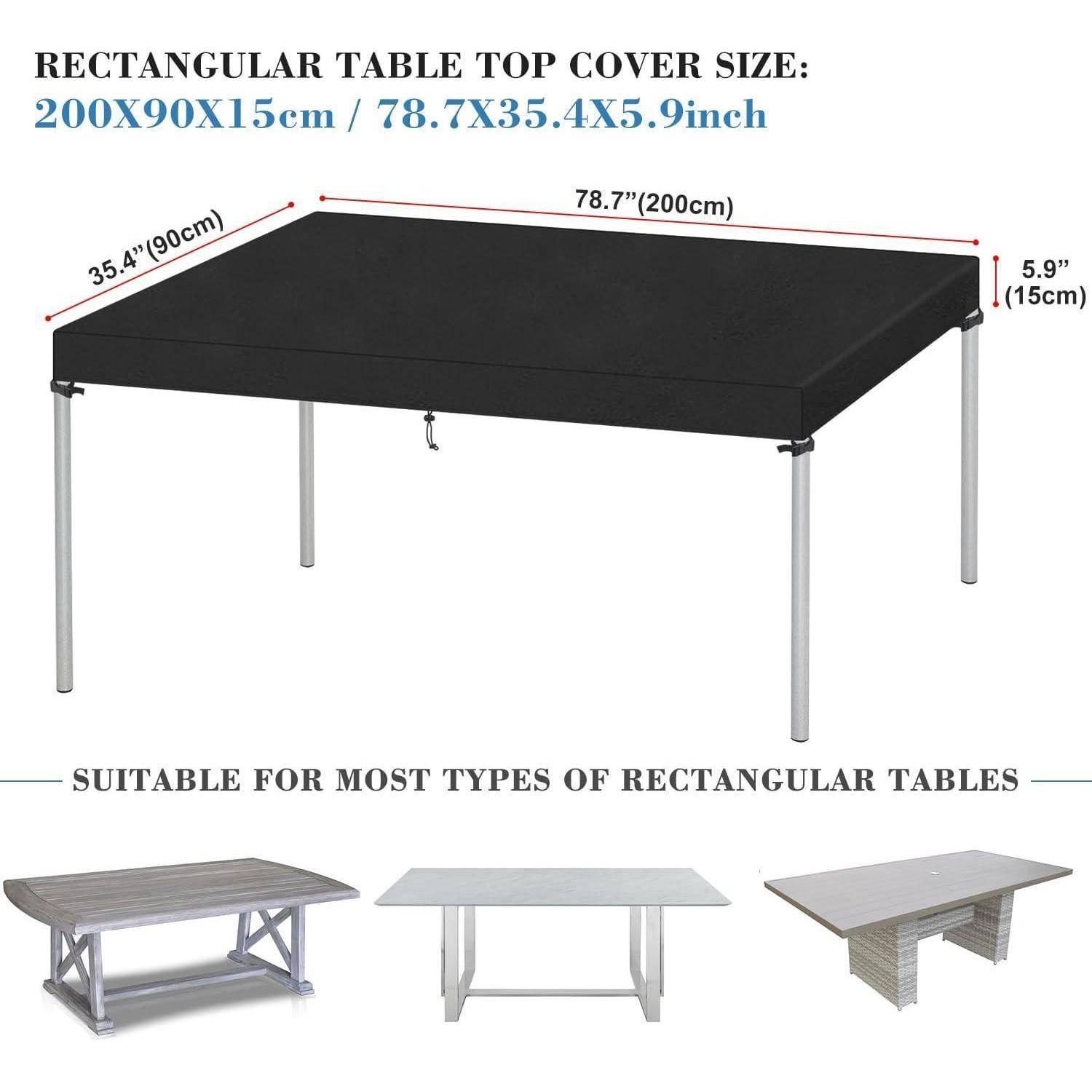 Größenratgeber für rechteckige Tischdecken: 200x90x15 cm (78,7x35,4x5,9 Zoll) geeignet für die meisten rechteckigen Tische.