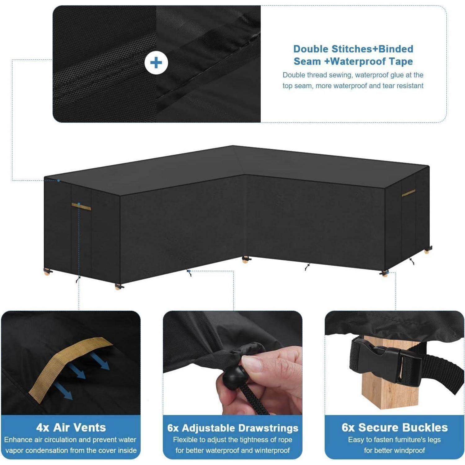 Lounge Abdeckung L Form Wasserdicht Winddicht V-Form 215x215x87 80cm