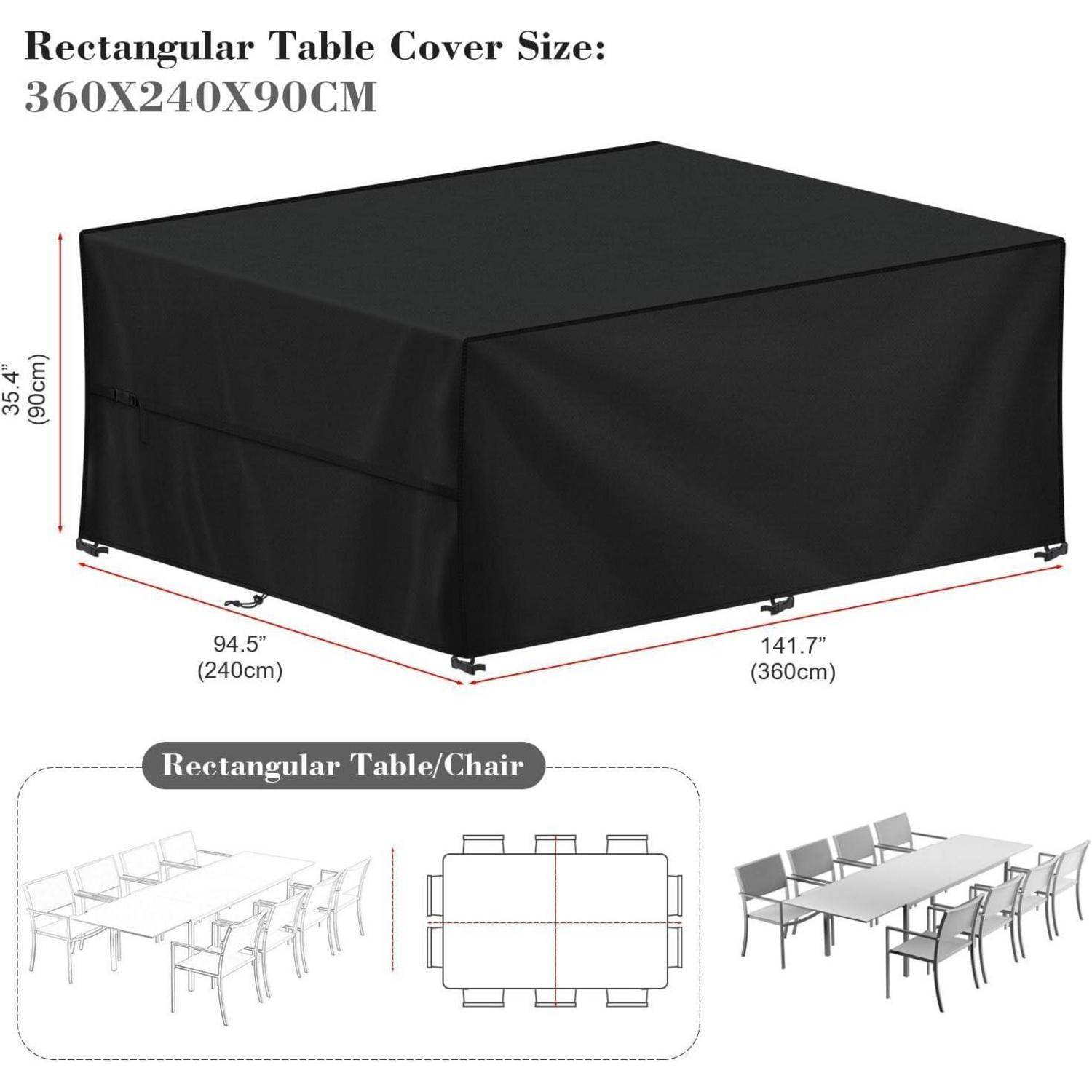 Abdeckung Gartenmöbel Möbelsets Wasserdicht AntiUV 420D 360x240x90cm
