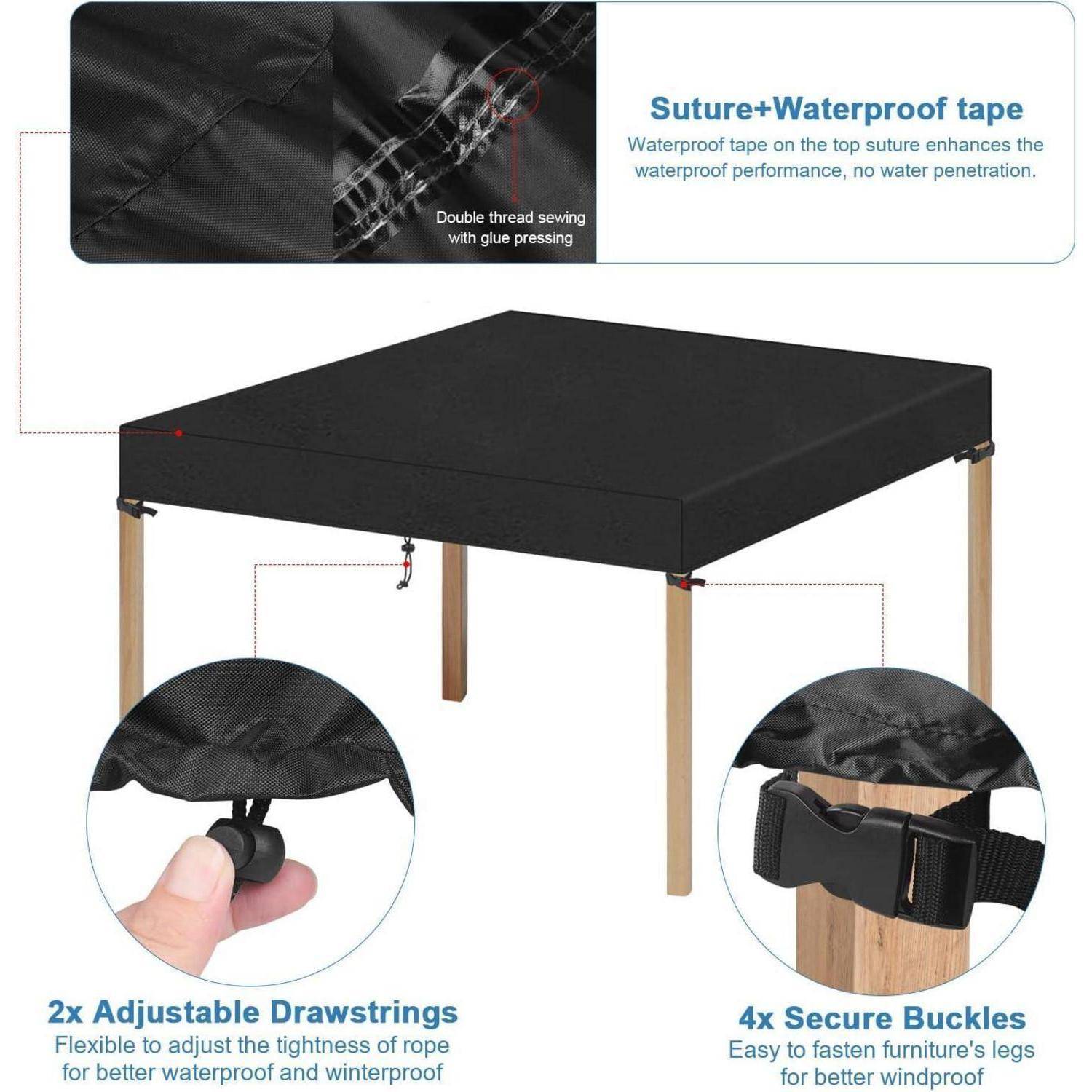 Abdeckung Tischplatte wasserdicht quadratisch Quadratisch-90x90x15cm