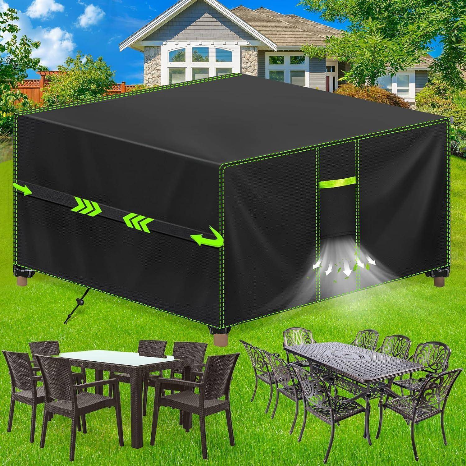 Tischabdeckung Rechteckig Gartentisch Wasserdicht Schwarz 150x150x74cm