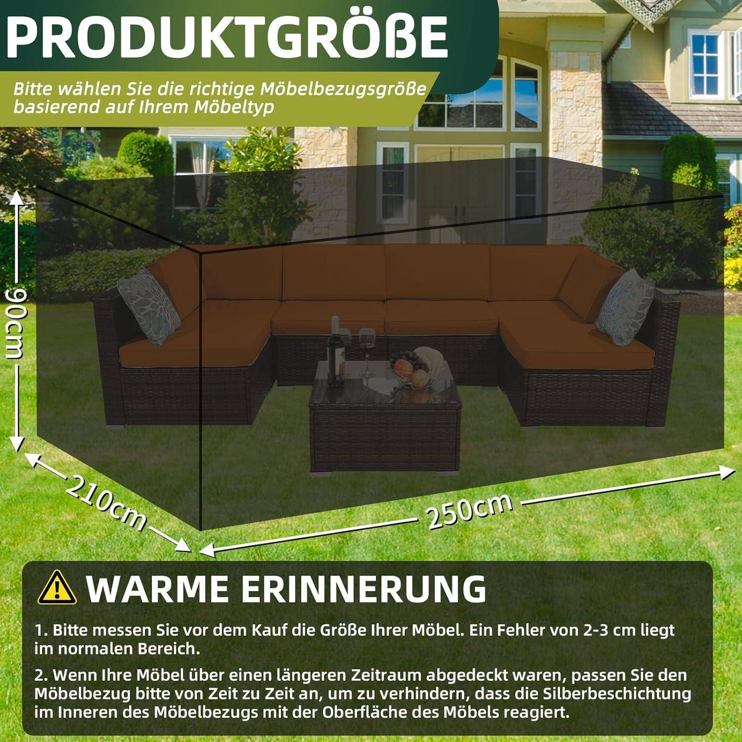 Abdeckung Gartenmöbel wasserdicht winterfest 420D Schwarz 250x210x90cm