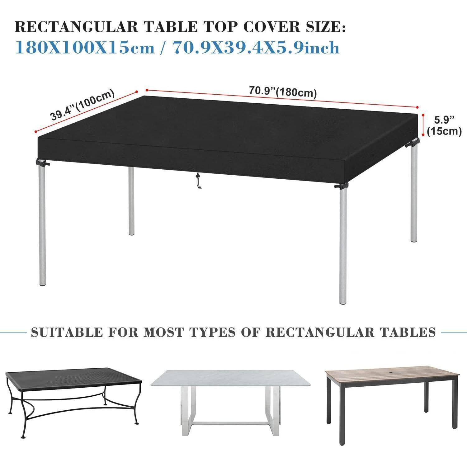 Rechteckige Tischplattenabdeckung Größe: 180x100x15cm / 70,9x39,4x5,9 Zoll. Geeignet für die meisten Arten von rechteckigen Tischen.
