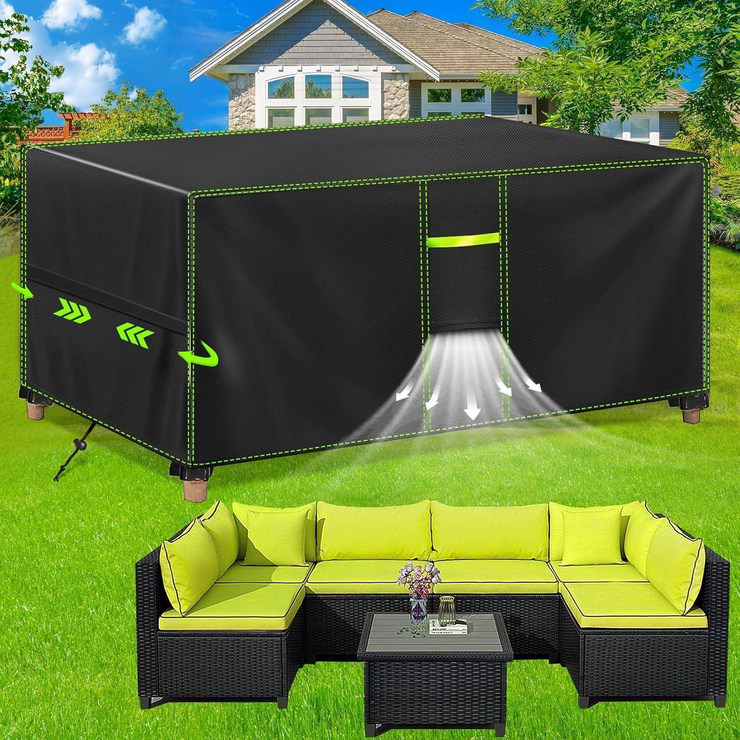 Abdeckung Gartenmöbel wasserdicht winterfest 420D Schwarz 300x200x90cm